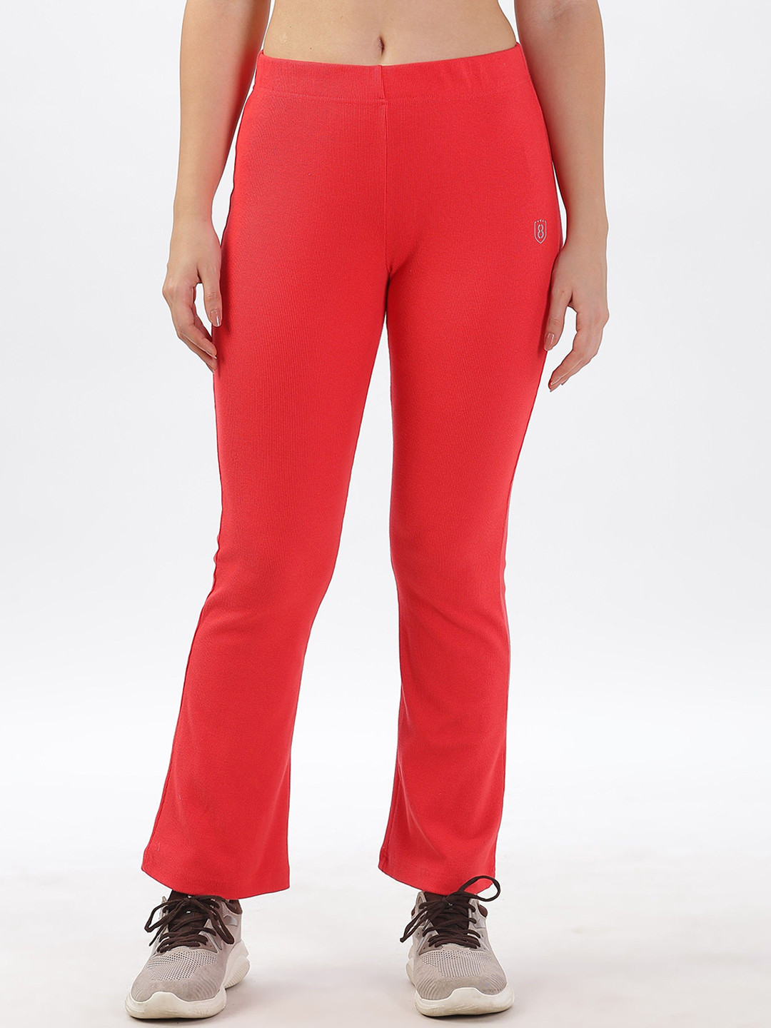 Domin8 Women Cotton Slim Flared Stretchy And Slim Fit Pant