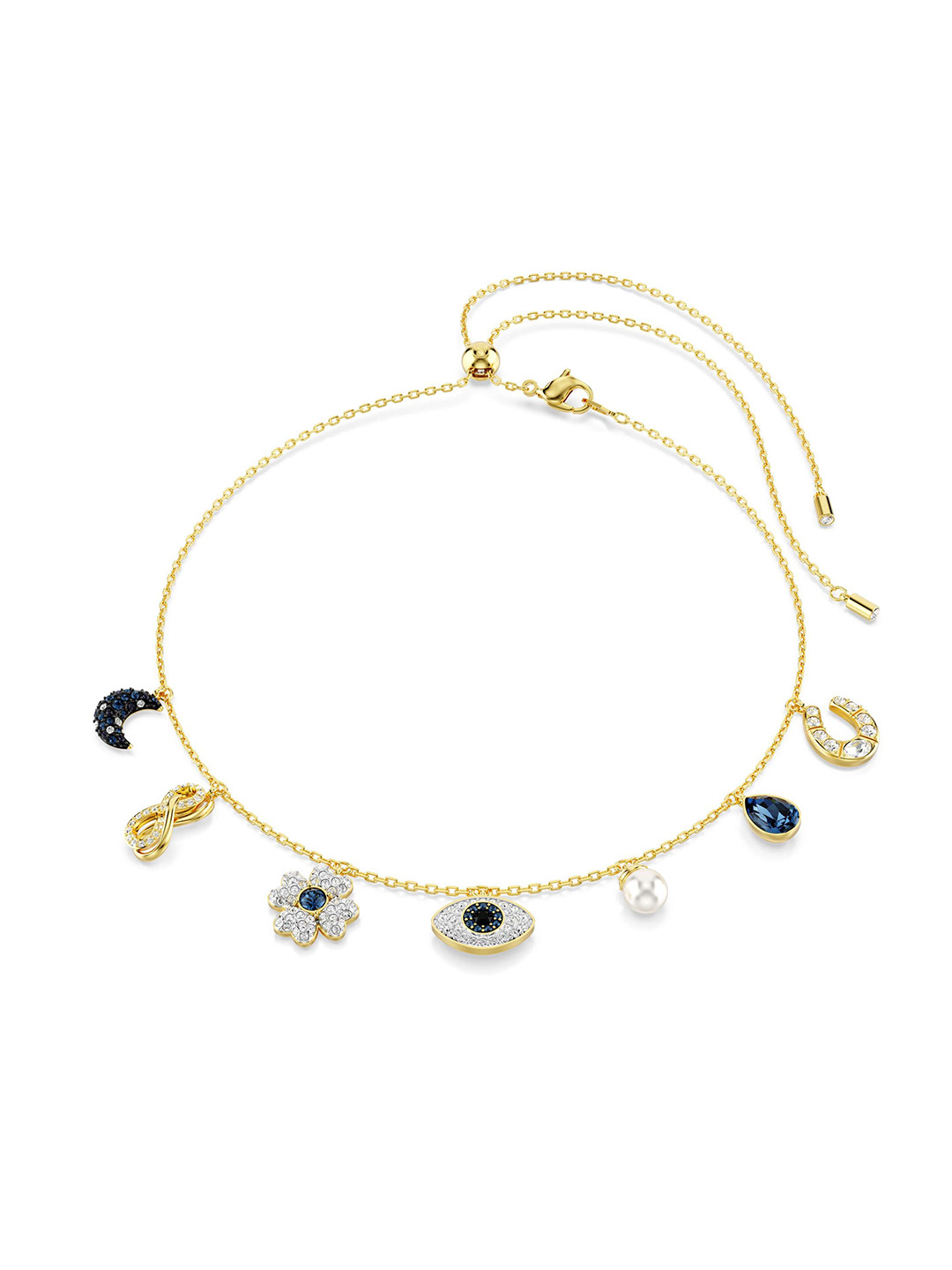 SWAROVSKI Gold-Plated Crystal-Studded Pearl Beaded Statement Necklace