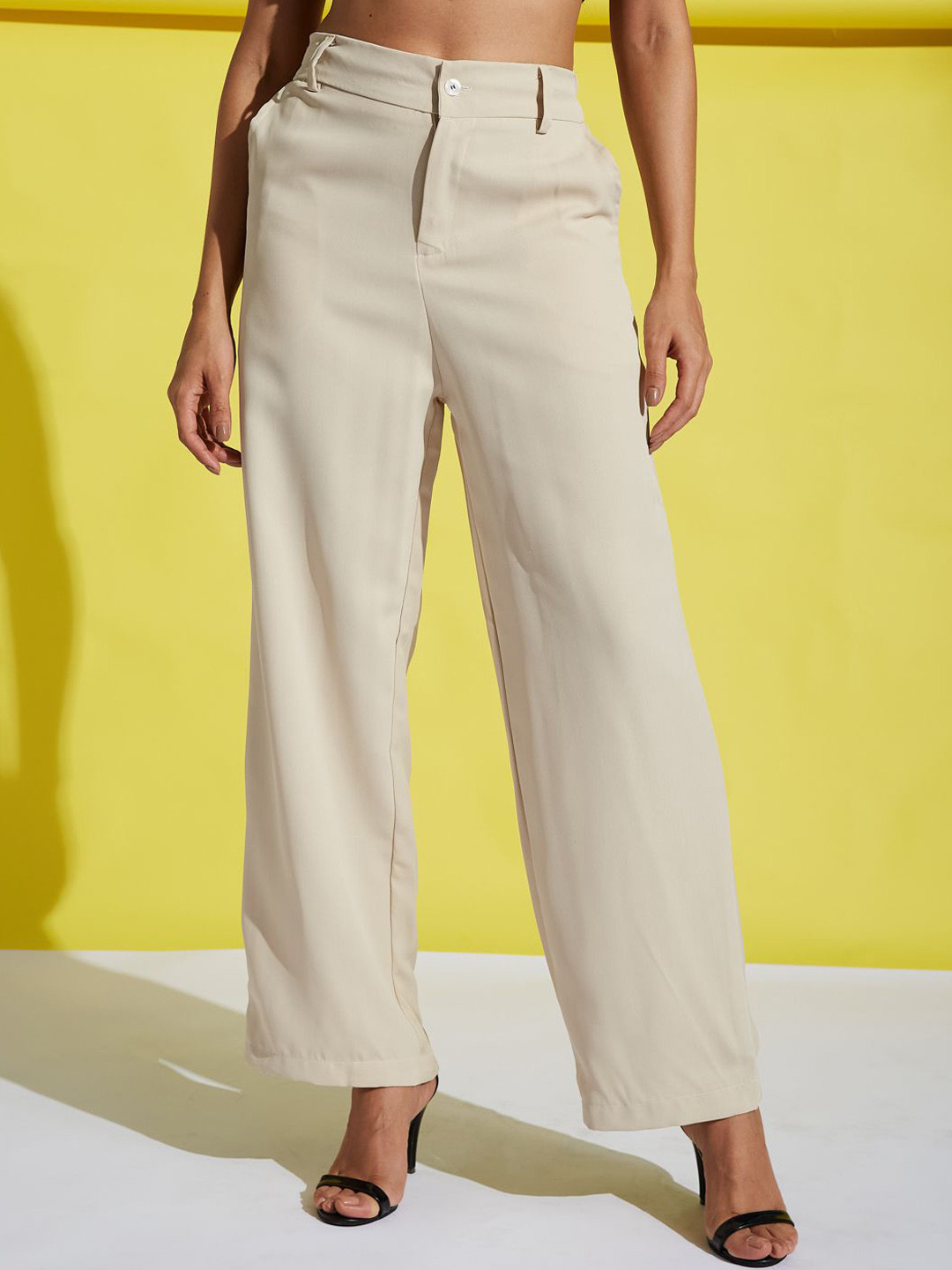 AAHWAN Women Loose Fit High-RiseTrousers