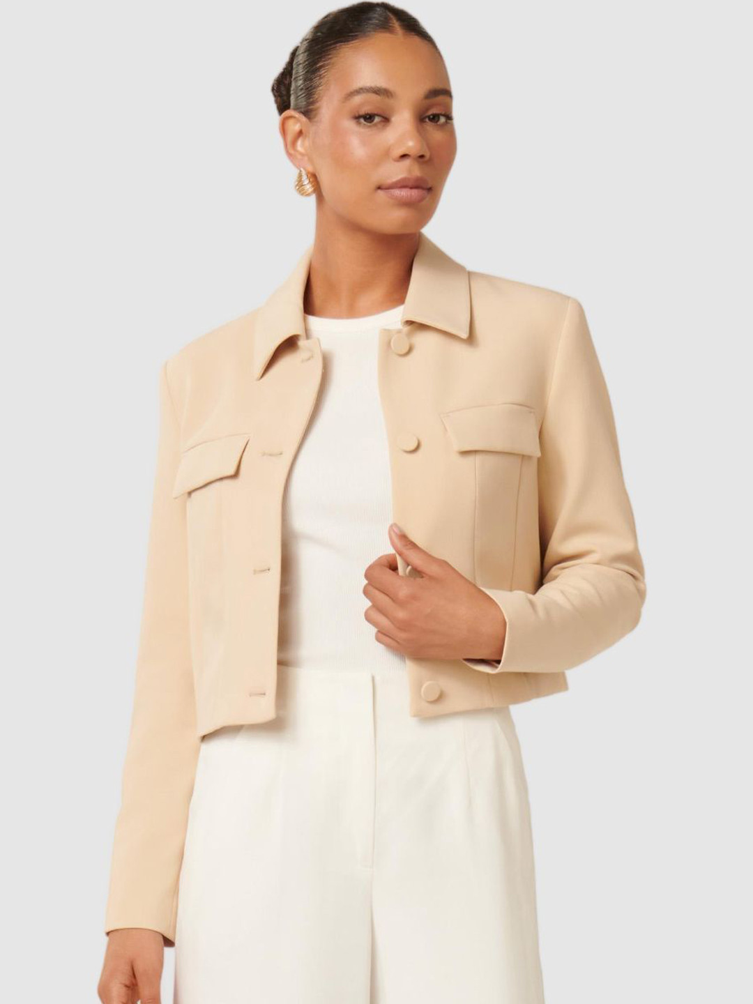 Forever New Women Spread Collar Solid Casual Tailored Jacket