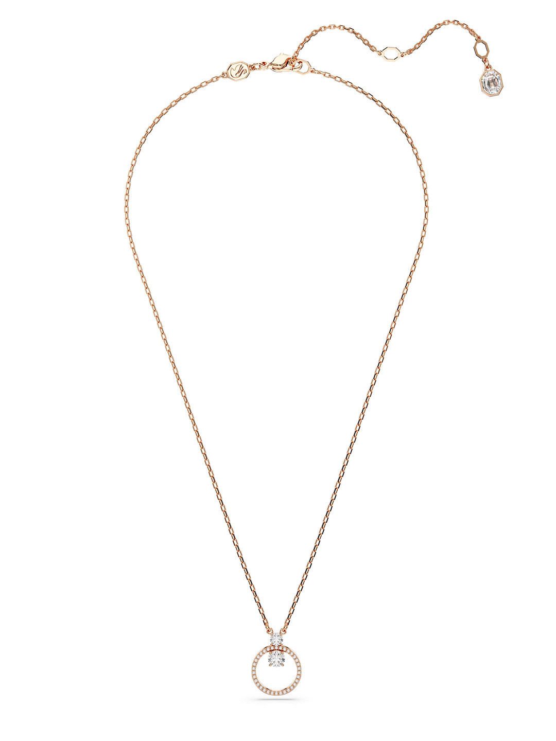 SWAROVSKI Rose Gold-Plated Crystal Stone Studded Pendant Neckace