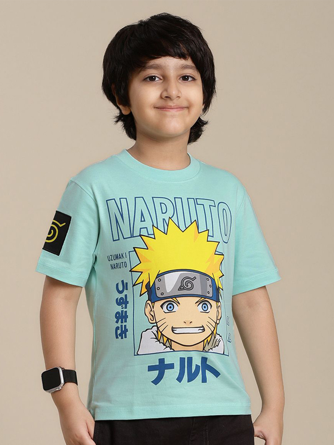Kids Ville Boys Graphic Printed Round Neck Cotton Naruto T-shirt