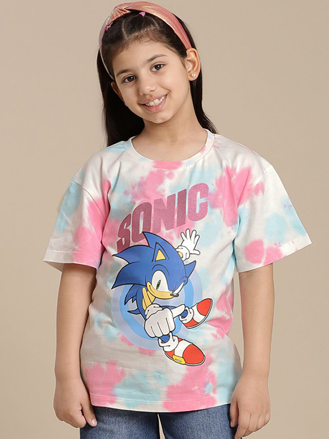 Kids Ville Girls Sonic Printed Relaxed Fit Tshirt