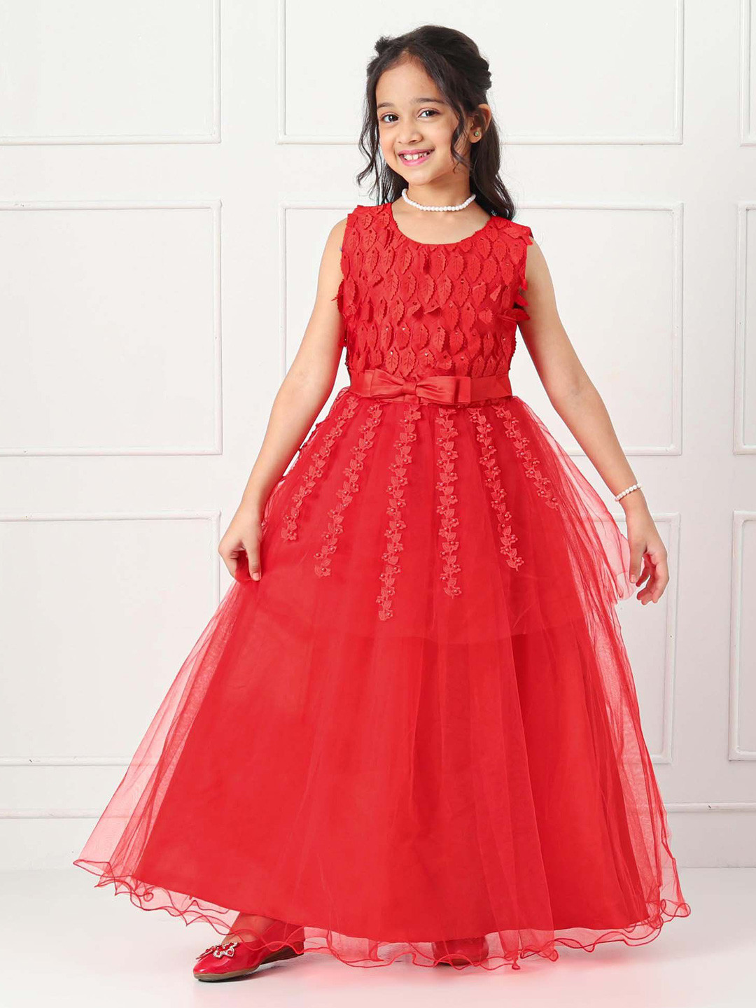 Mark & Mia Girls Self Design Round Neck Balloon Dress