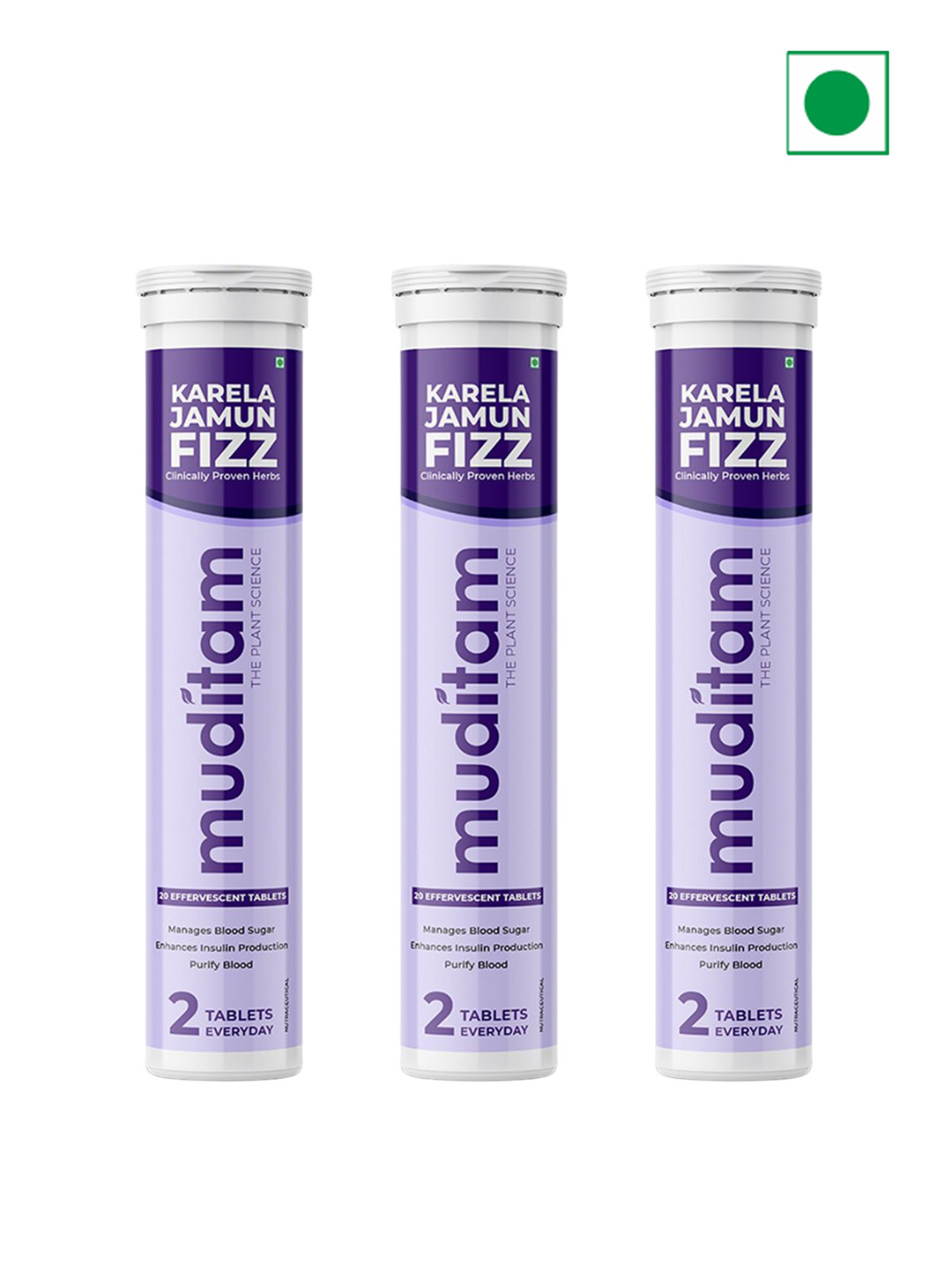 Muditam Ayurveda Set Of 3 Karela Jamun Diabetic Fizz - 20 Tablets