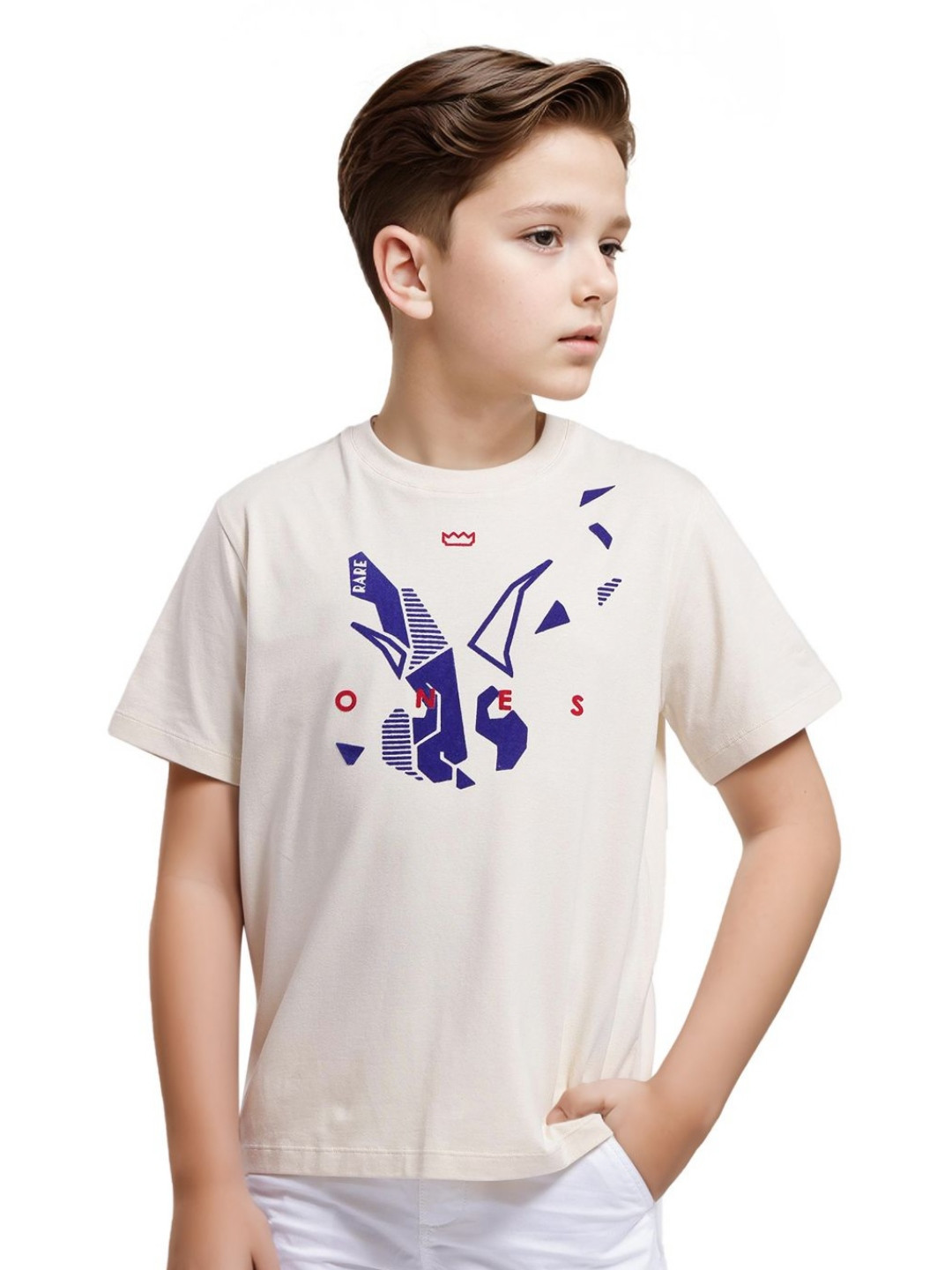 Rare Ones Boys Flock Logo Print T-Shirt