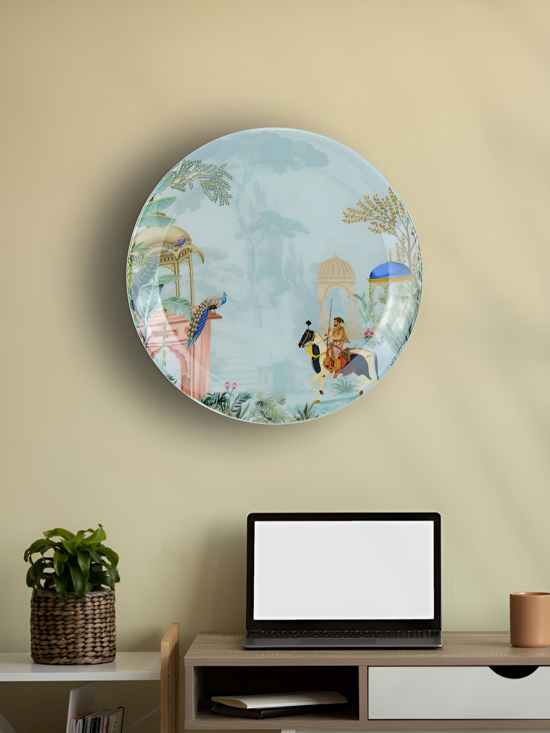 Maison Modern Imperial Grace Plate Metal Ethnic Motifs Glossy Hall Wall Plates-10In