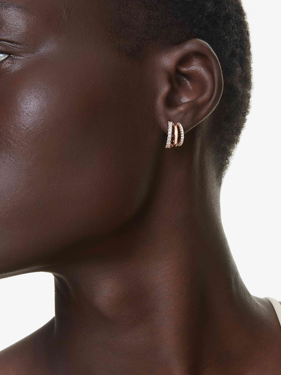 SWAROVSKI Rose Gold-Plated Crystals Stone-Studded Hoop Earrings