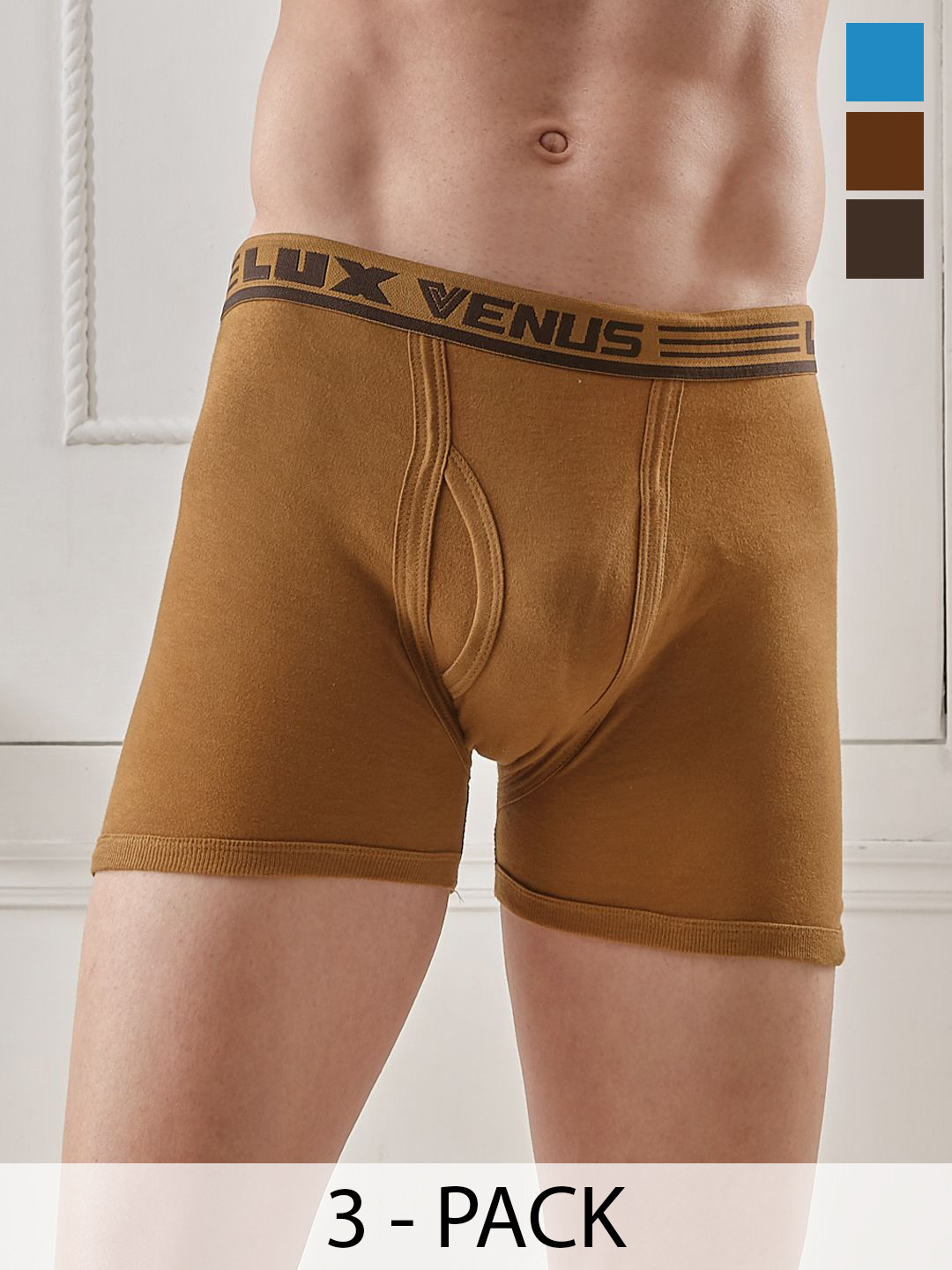 LUX VENUS Pack of 3 Assorted Men Cotton Trunk  NW1_VENUS_FCD_DRW_AST_95_3PC
