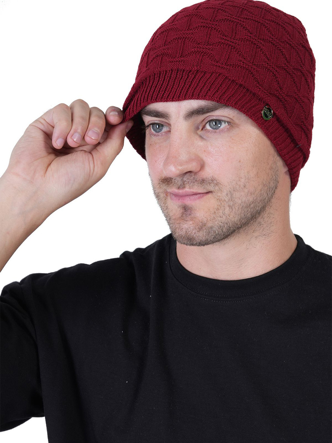 TEEMOODS  Men's Wollen Maroon Beanie Cap