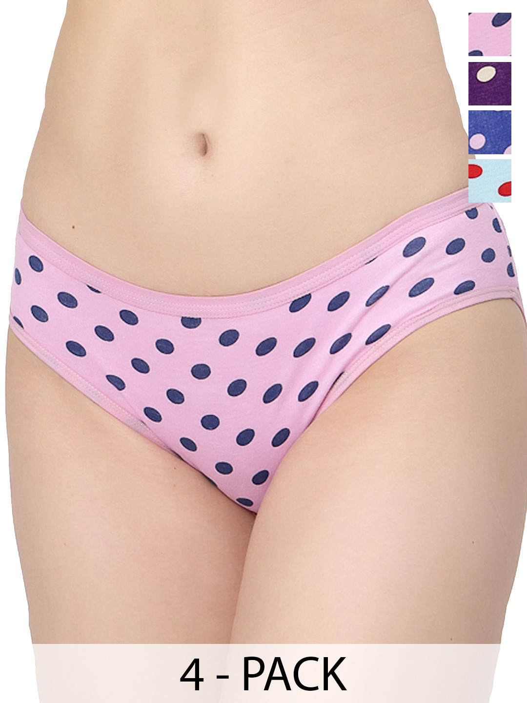 Docare Pack Of 4 Polka Dot Printed Bikini Briefs