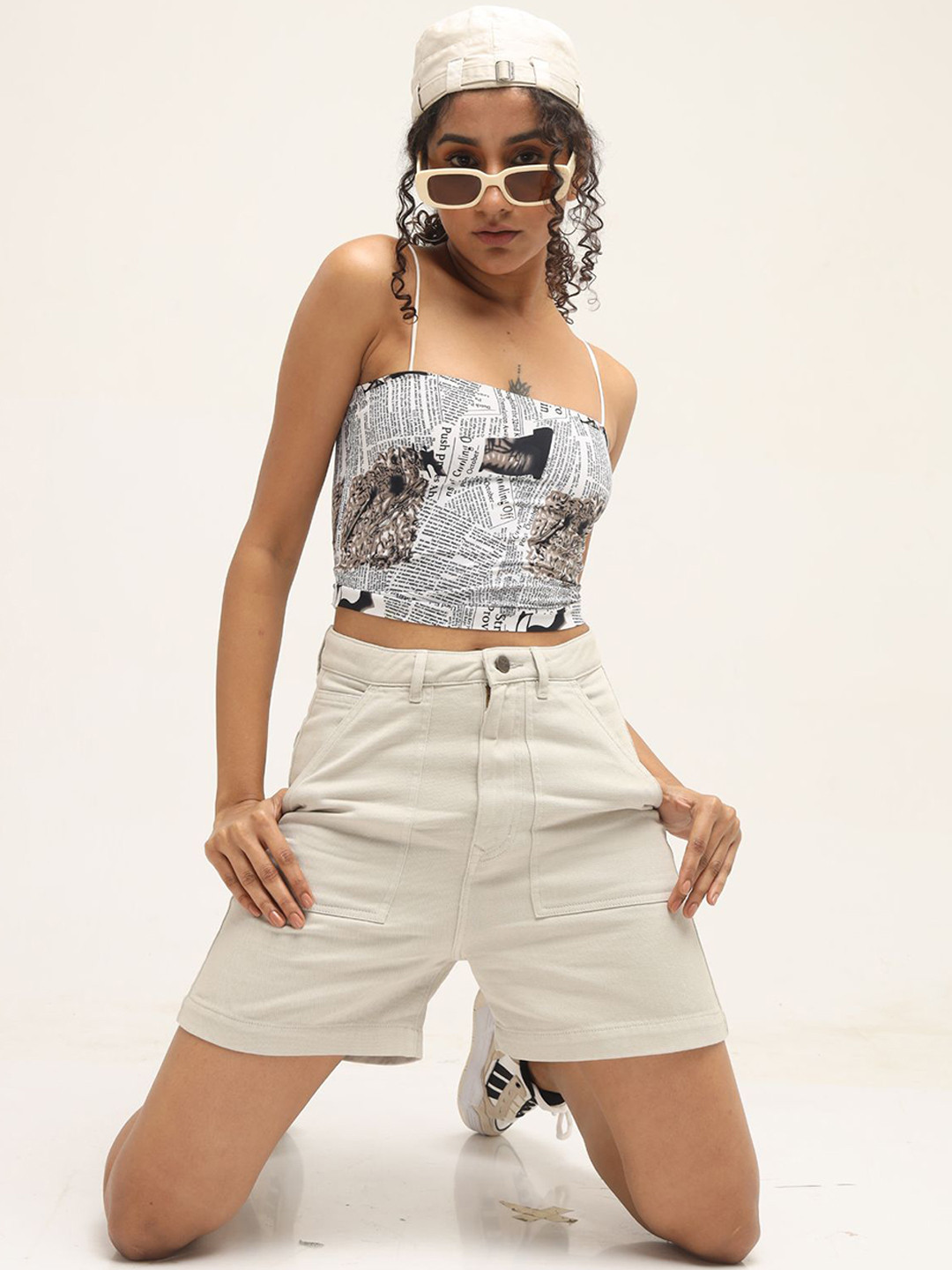 DAYER Women High-Rise Denim Shorts