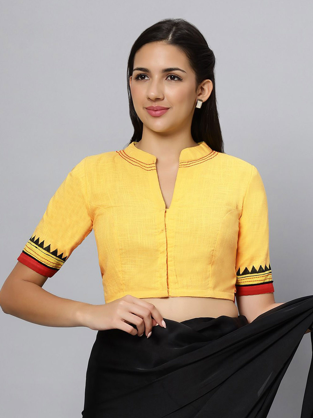 THE SAFFRON SAGA Women Cotton Saree Blouse