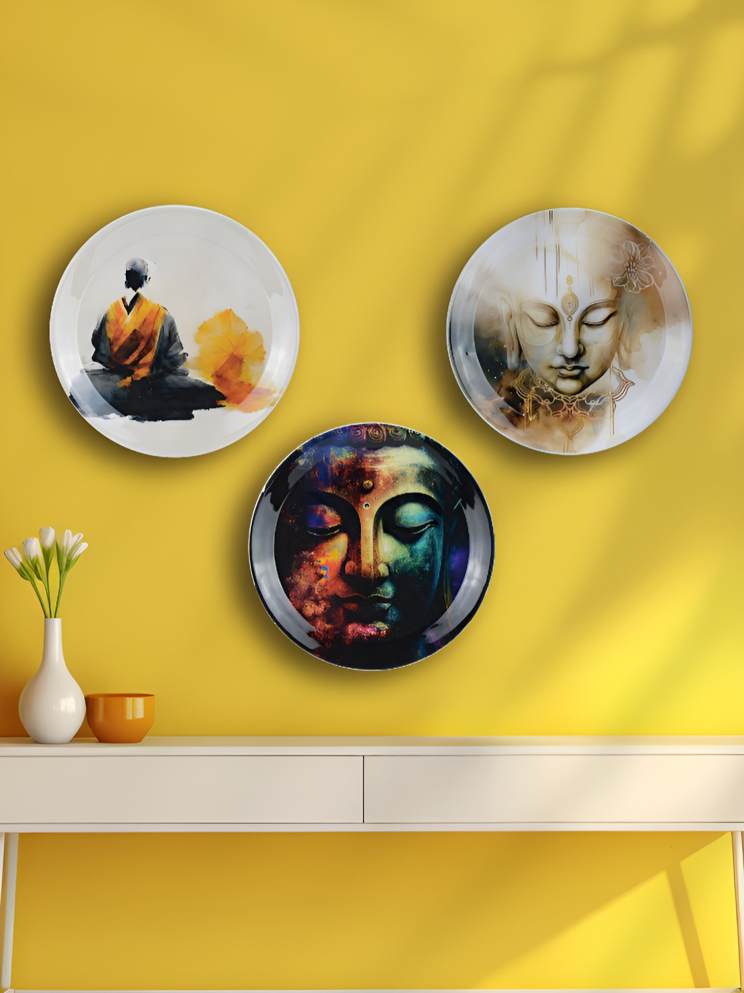 Maison Modern High-Quality Metal Glossy Hanging Hall 3Pcs Wall Plates-10In