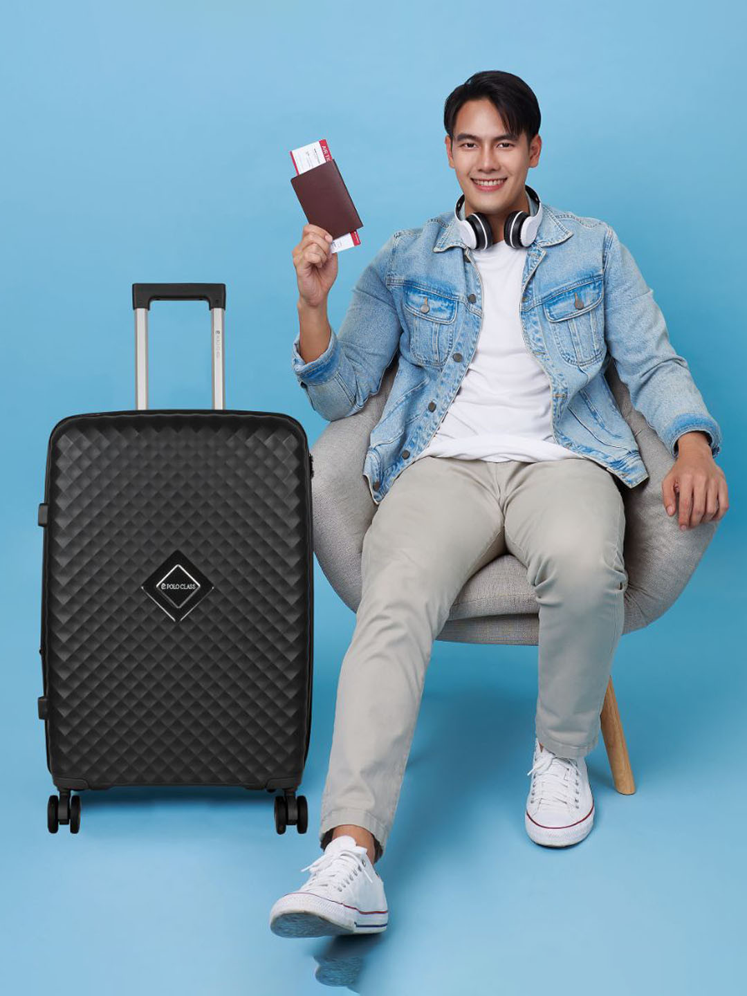 Polo Class Adults Crown Series Textured Hard-Sided Medium Trolley Bag