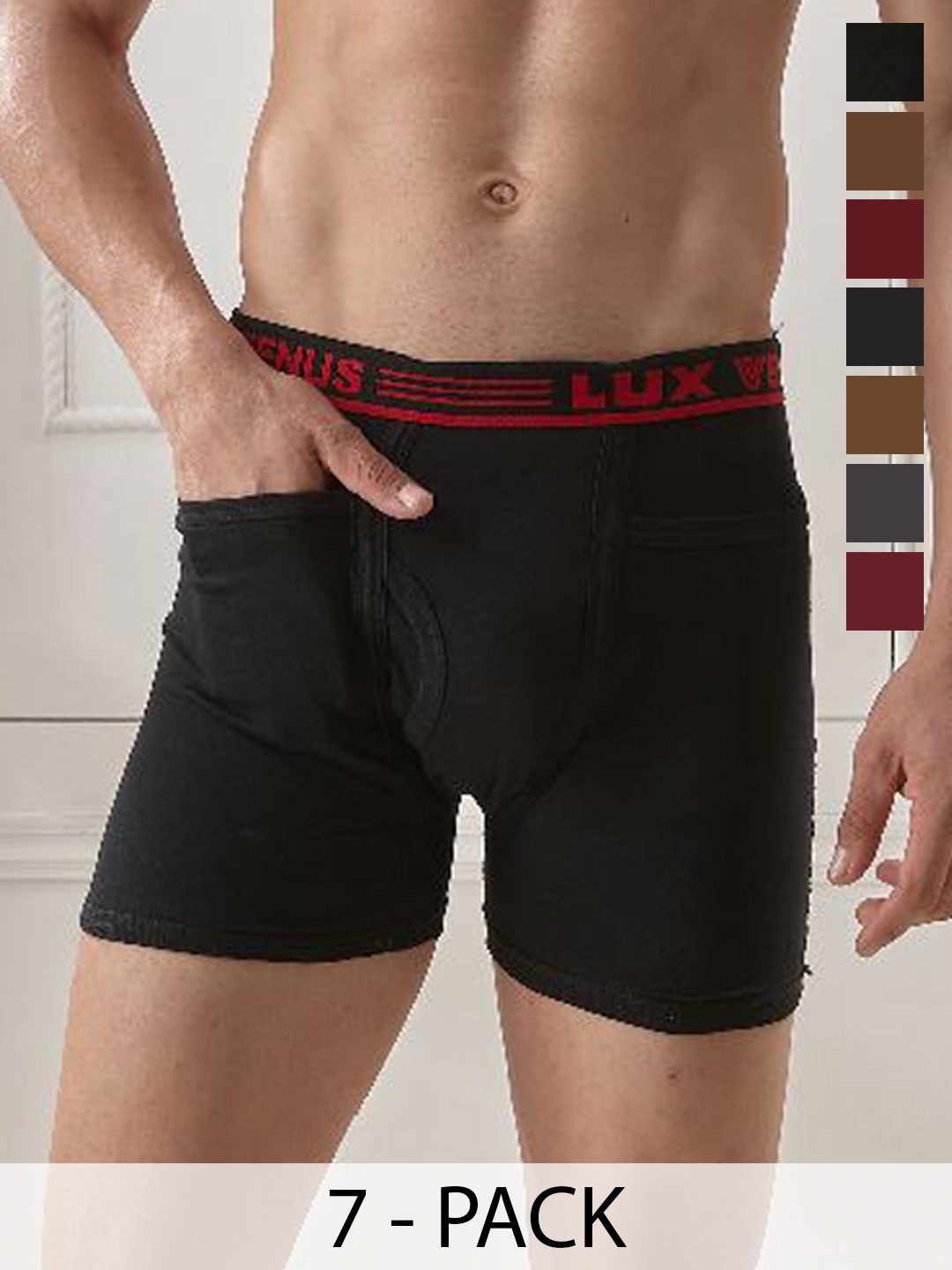 LUX VENUS Pack of 7 Assorted Men Cotton Pocket Trunk  NW1_VENUS_PKT_DRW_AST_105_7PC