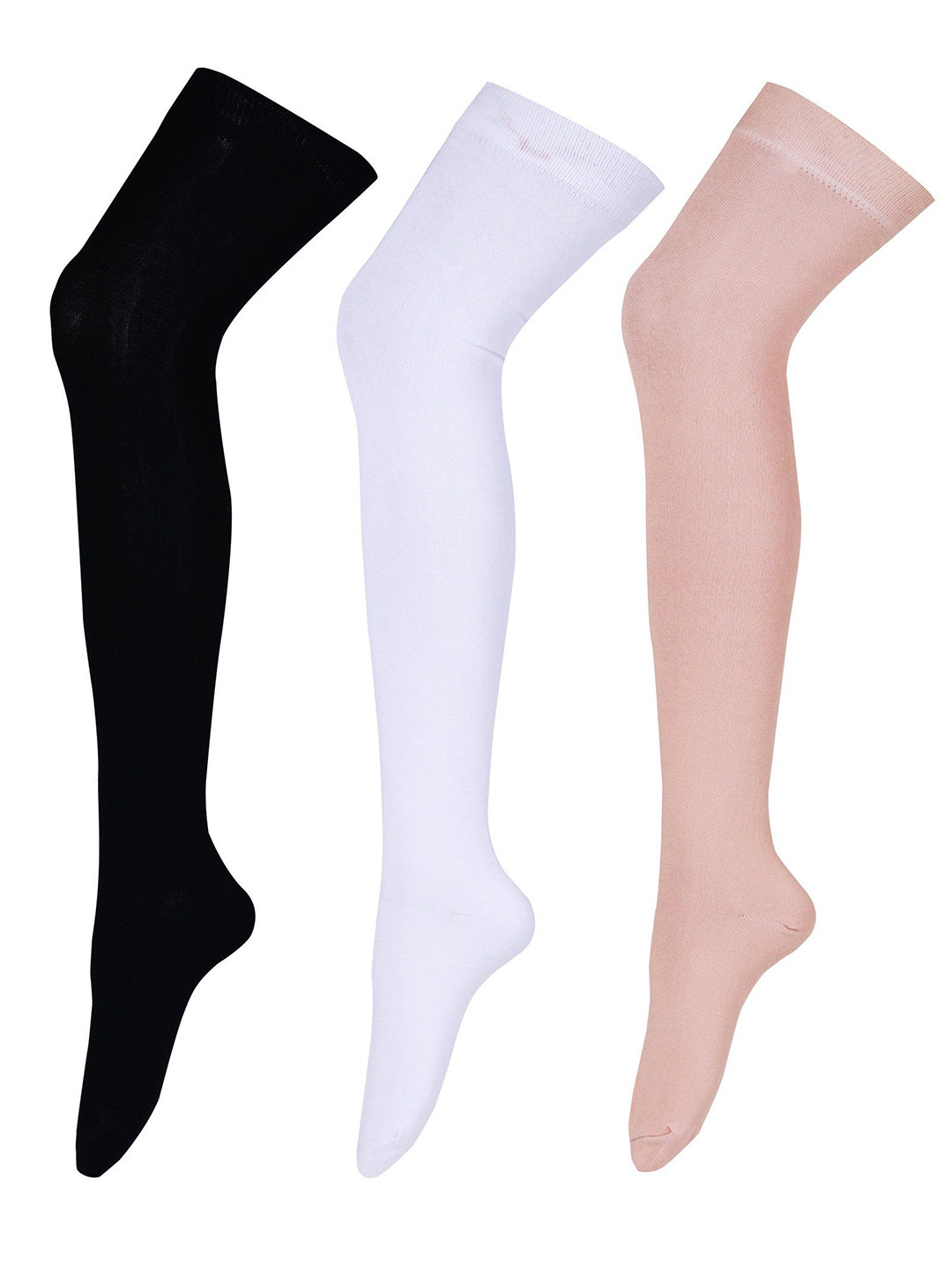 RC. ROYAL CLASS Women Pack Of 3 Cotton Thigh-High Stockings