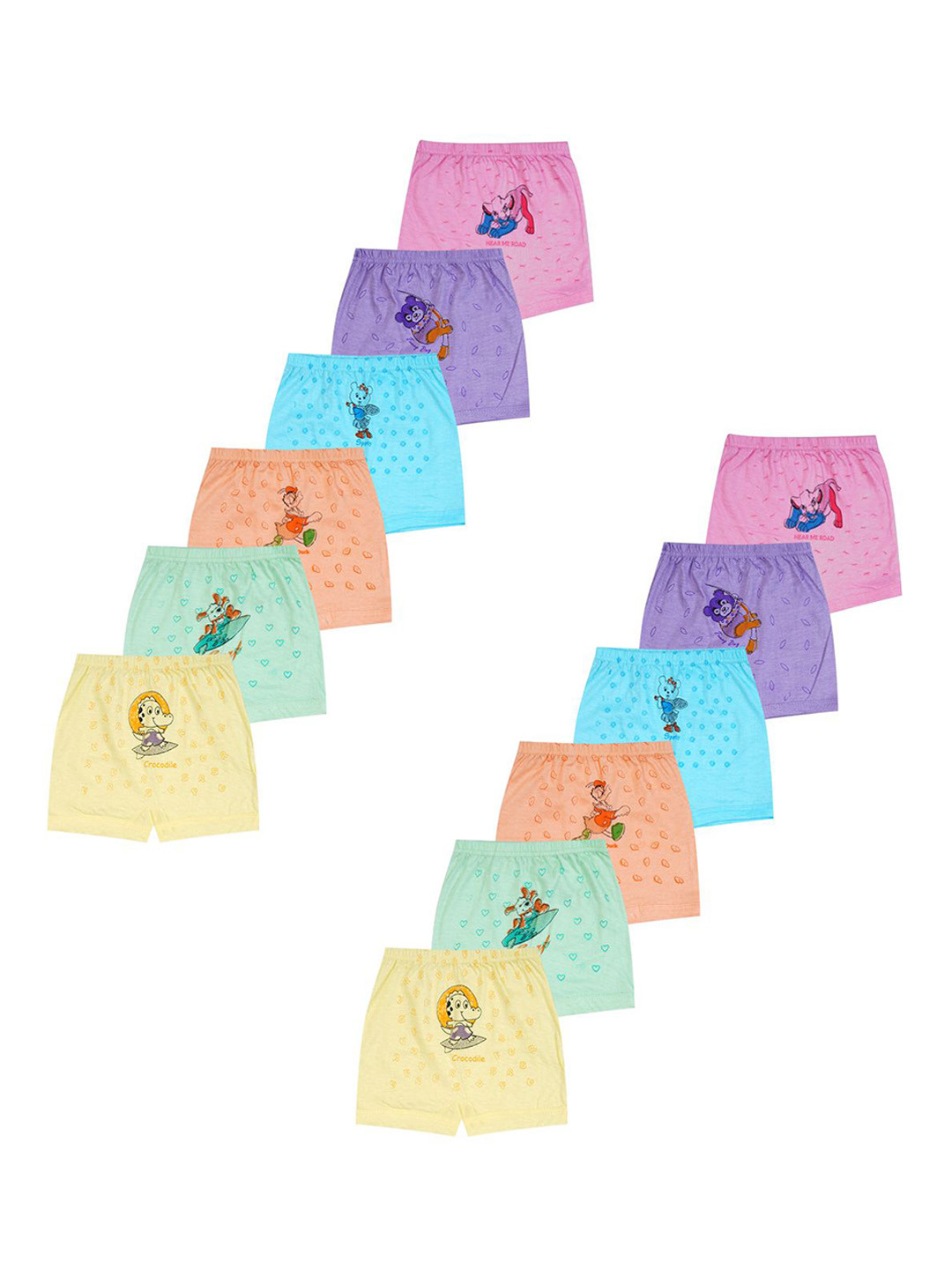 YELLOWDELIGHT Girls Pack Of 12 Printed Boy Shorts Br YD 670 Gaja (g) lite drawer 0-6m-12p