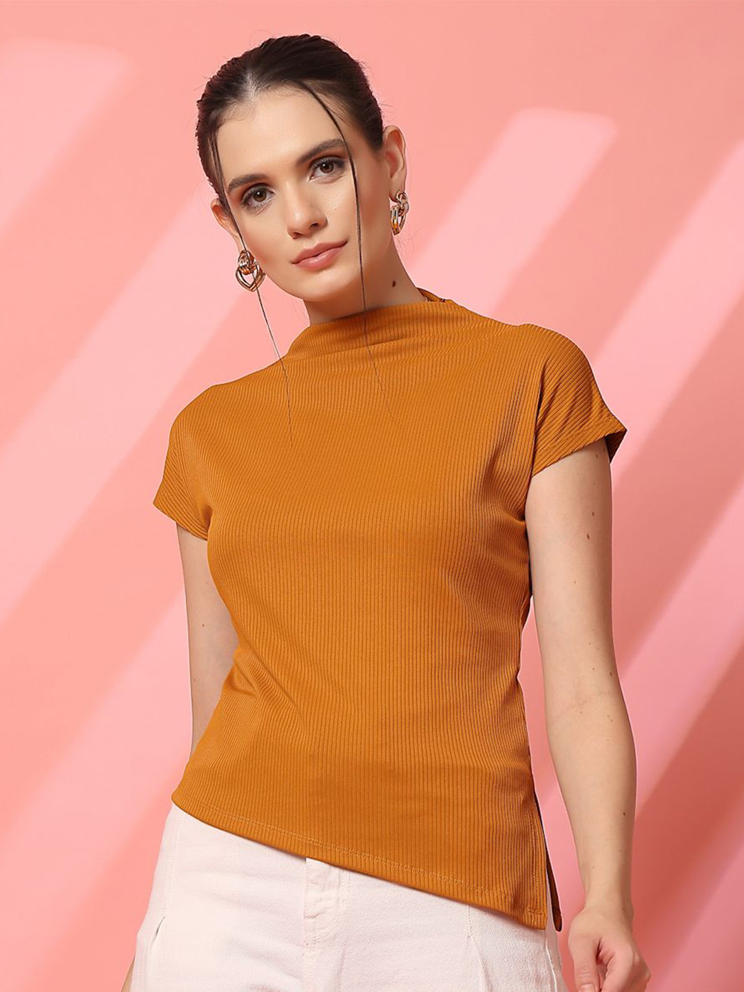 STYLECAST X KASSUALLY Mustard High Neck Top