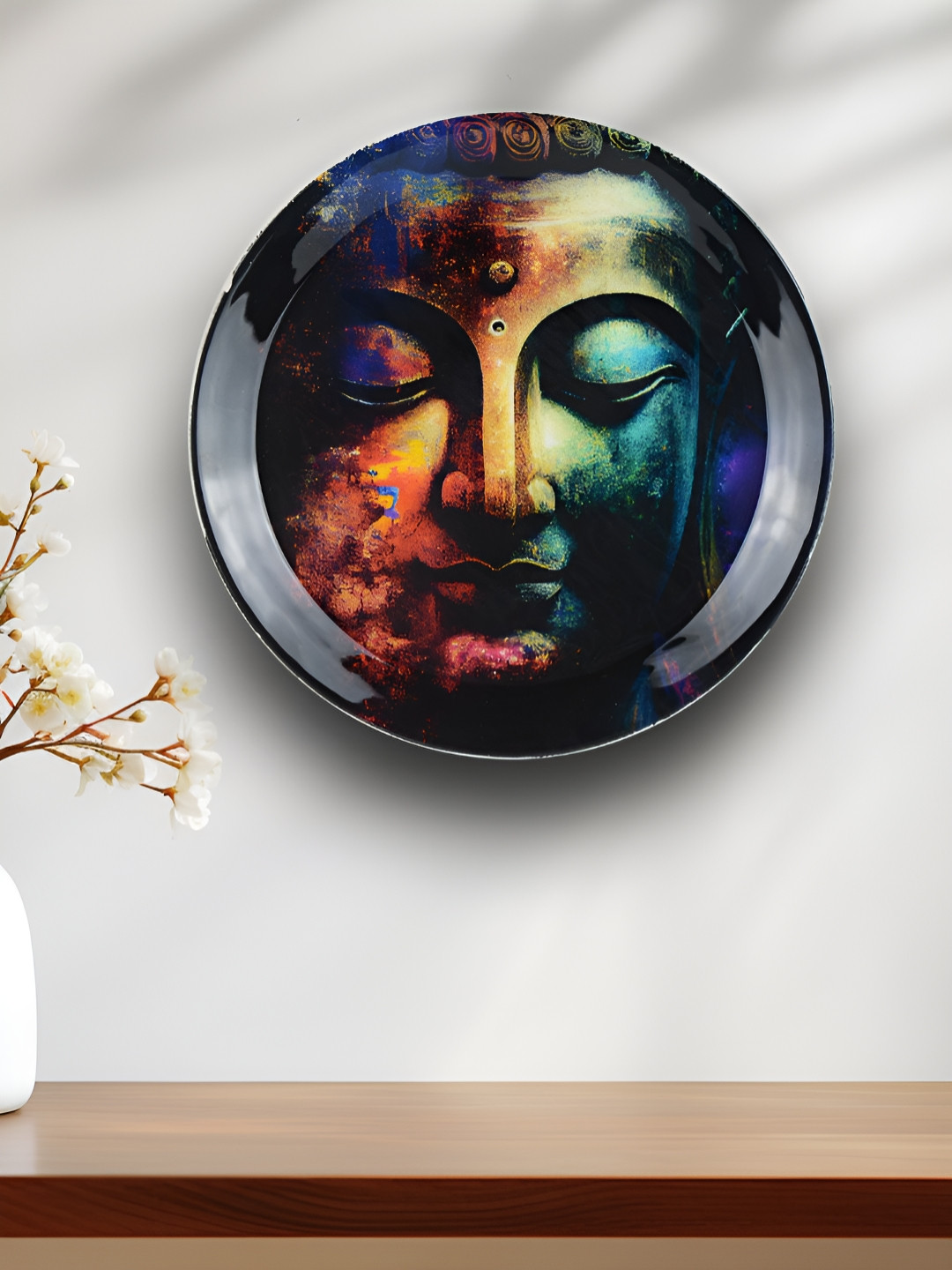 Maison Modern Mindfulness Buddha Metal Glossy Hanging Hall Wall Plates-10In