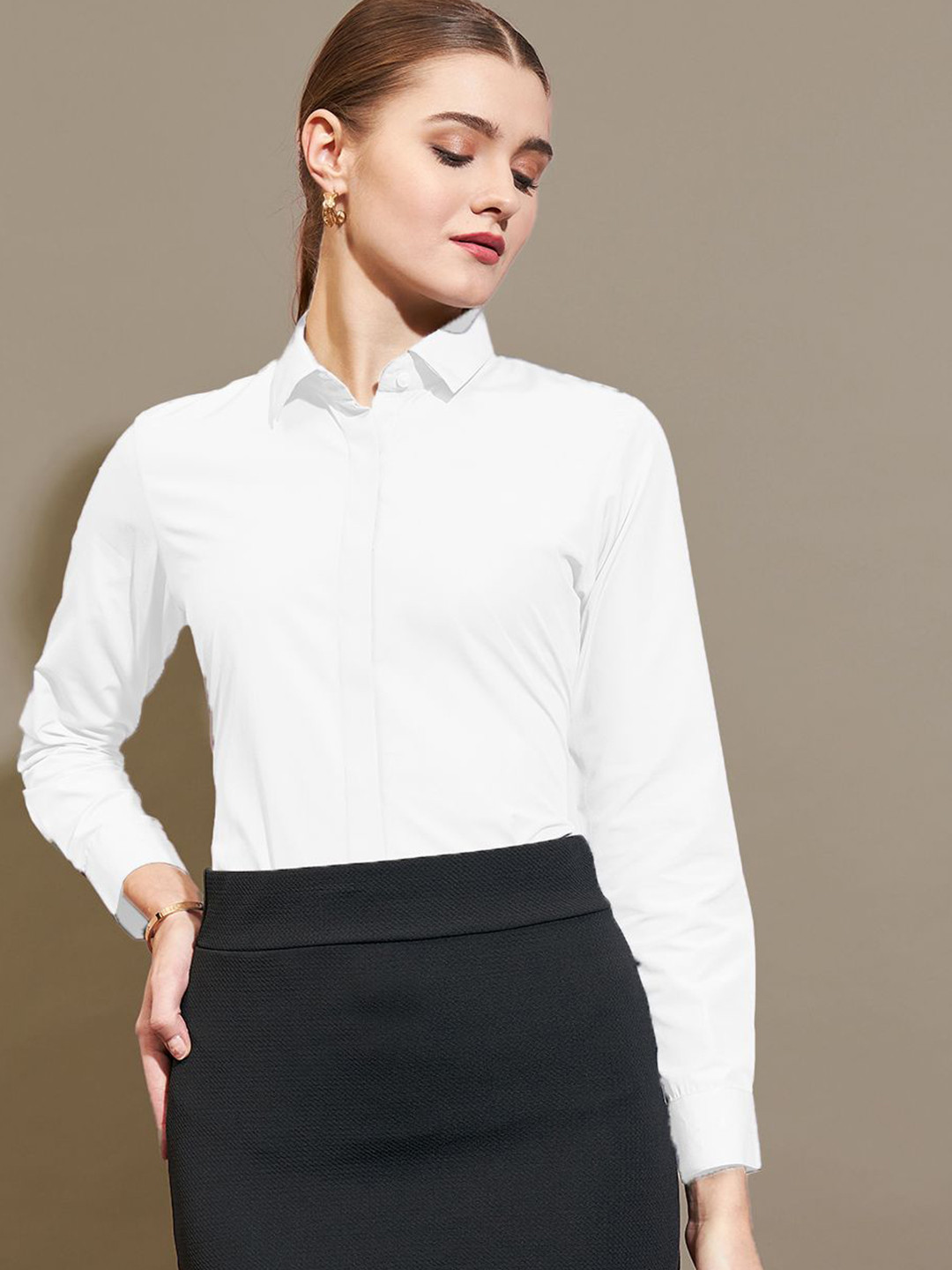 The Roadster Lifestyle Co. Women Spread Collar Solid Slim Fit Formal Shirt