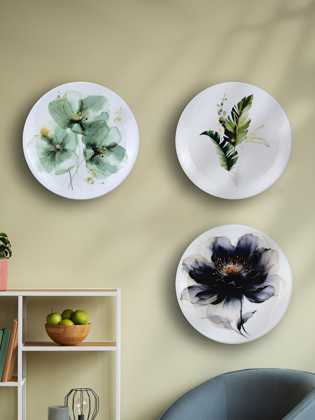 Maison Modern Metal Glossy Hanging Hall 3Pcs Wall Plates-10In