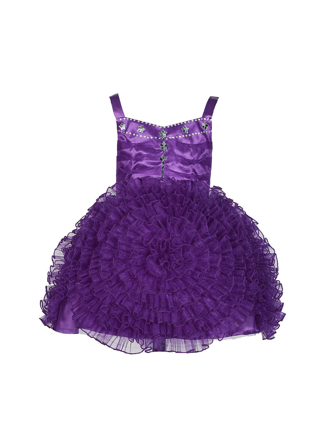 Wish little Girls Embellished Mirror work Net Fit & Flare Dress