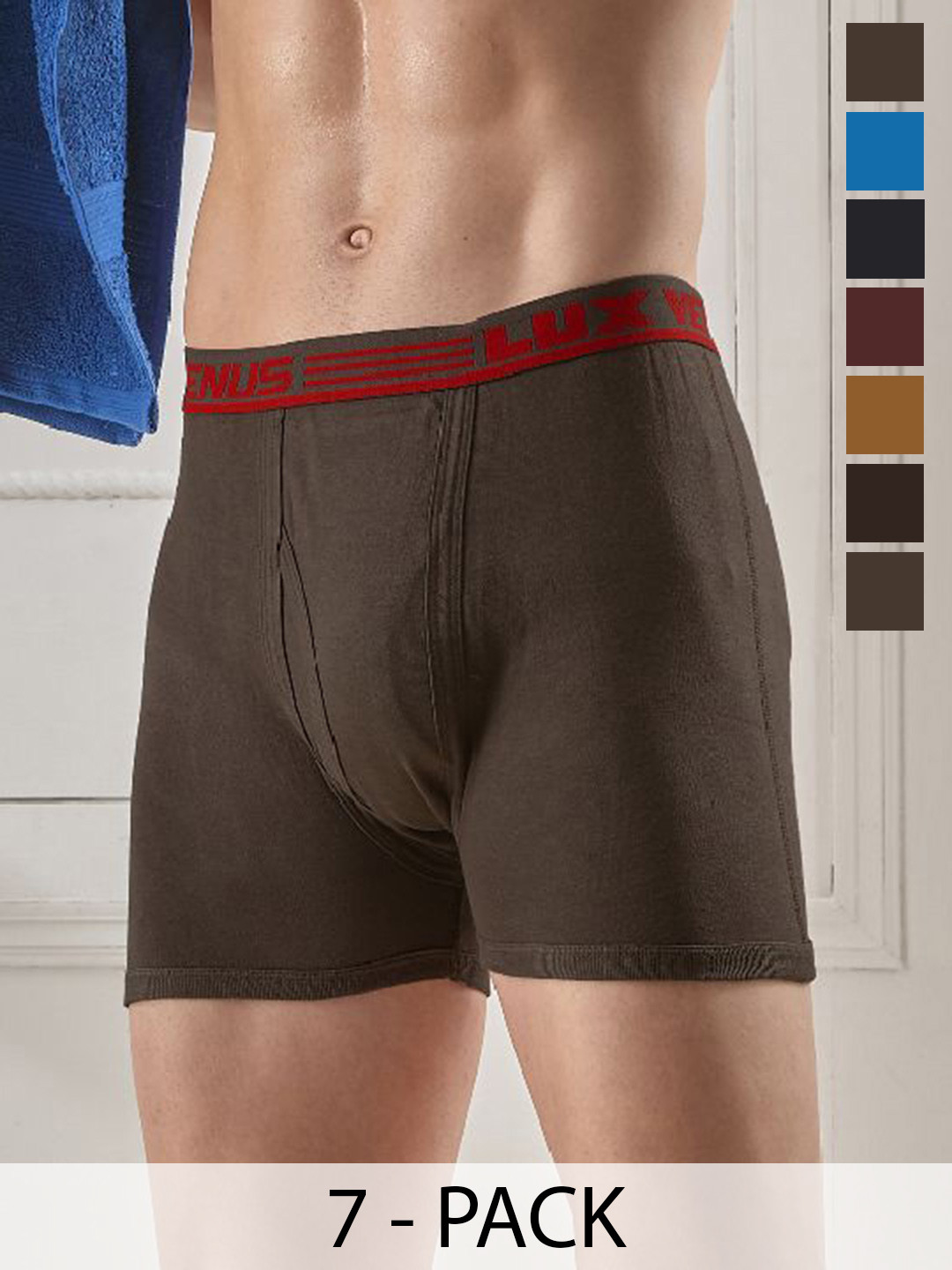 LUX VENUS Pack of 7 Assorted Men Cotton Trunk  NW1_VENUS_FCD_DRW_AST_95_7PC