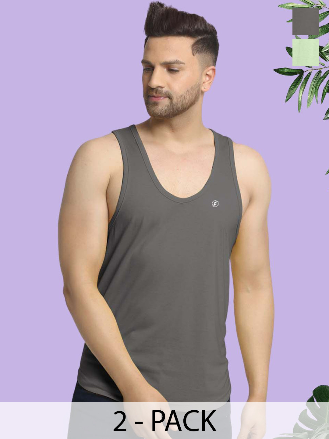Friskers Men Pack Of 2 Cotton Anti-Bacterial Innerwear Vest C-33-41
