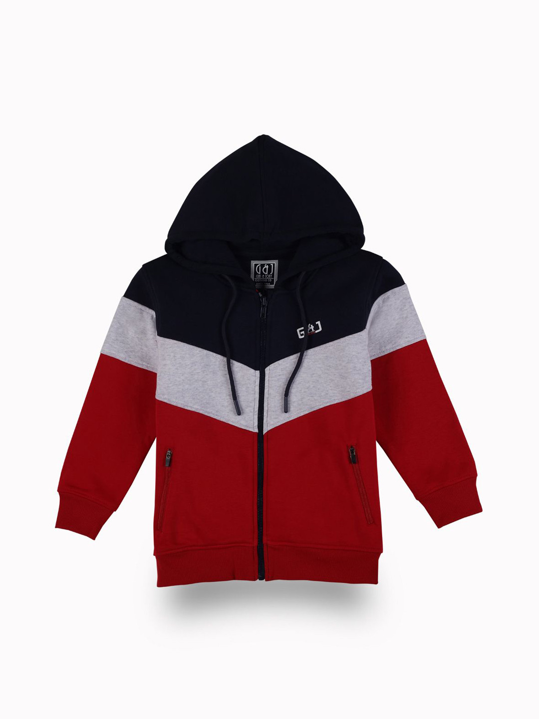Gini and Jony Boys Hooded Colourblocked Cotton Casual Bomber Jacket
