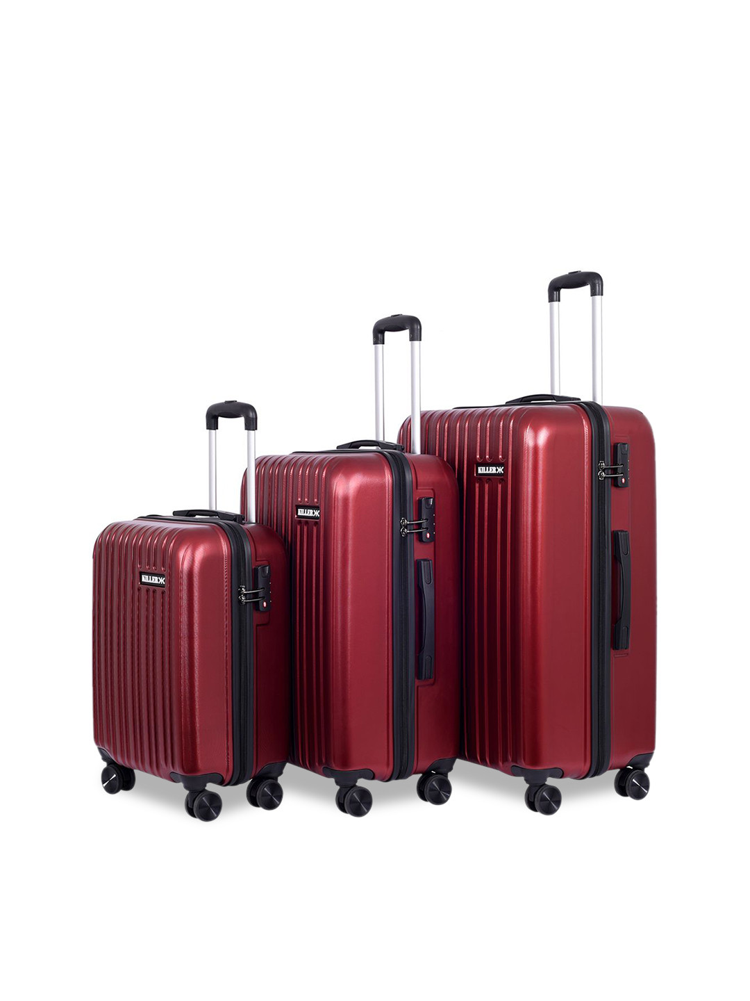 Killer Set Of 3 Hard-Sided Non-Padded Back Trolley Bag