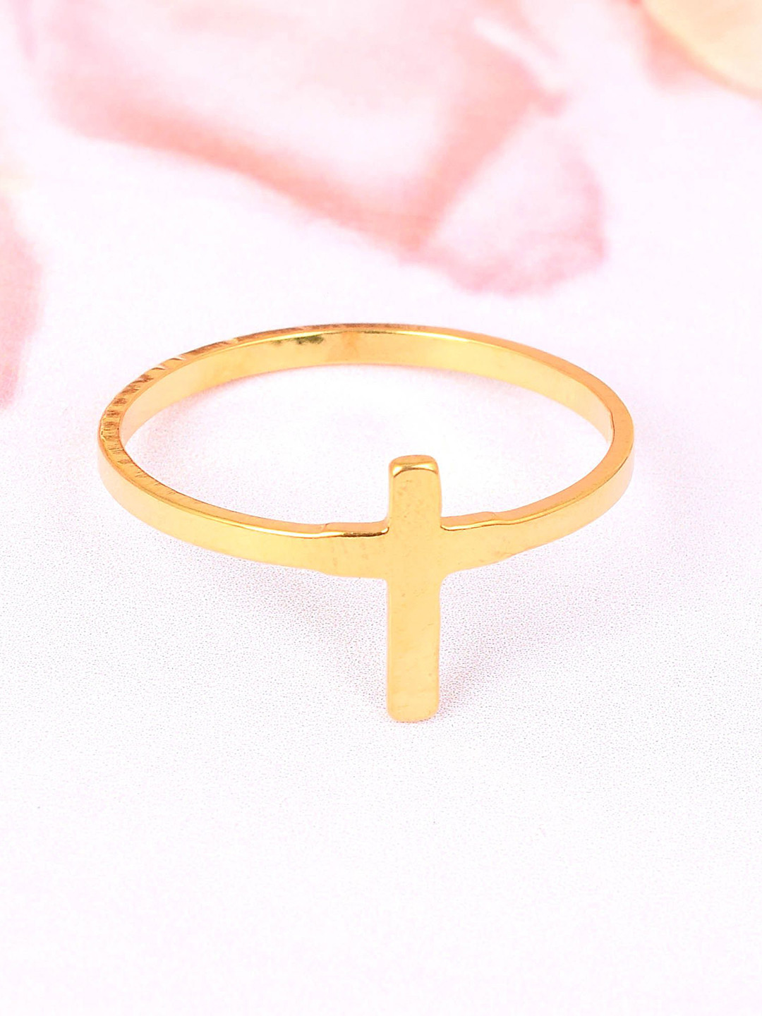 MEMOIR Men Gold-Plated Anti Allergic Catholic Jesus Crucifix Cross Finger Ring