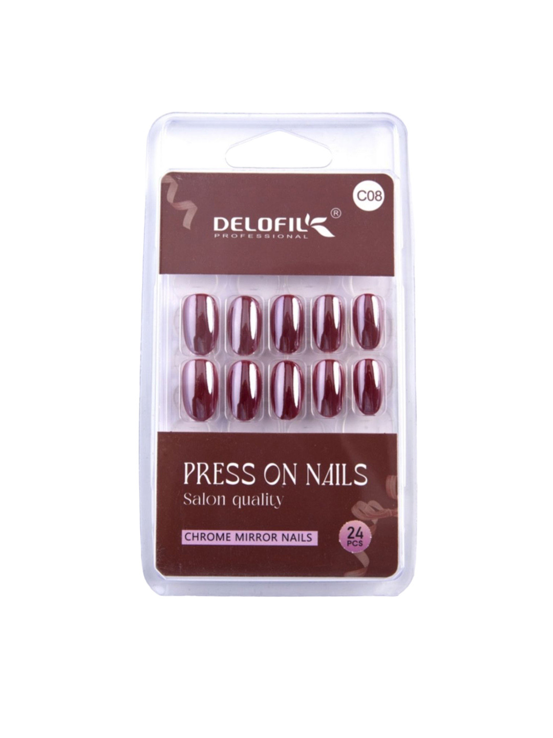 RANORE 24 Pieces Chrome Mirror Press On Nails - C08