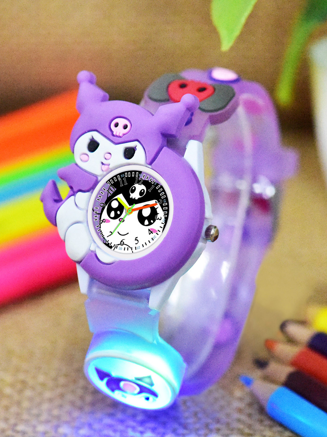 Shocknshop Girls Patterned Dial & Straps Analogue Watch 332 Kuromi Purple