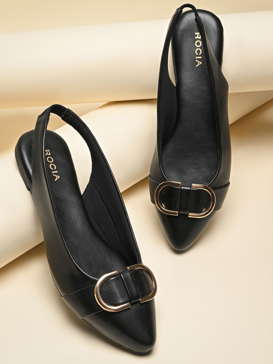 Rocia Women Pointed Toe Slingback Flats with Buckles