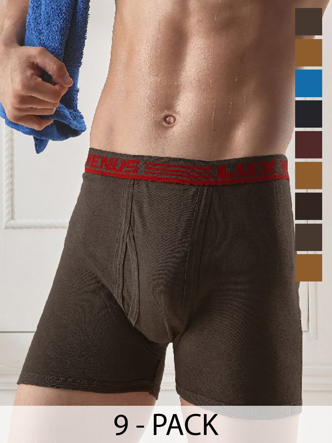 LUX VENUS Pack of 9 Assorted Men Cotton Trunk  NW1_VENUS_FCD_DRW_AST_95_9PC