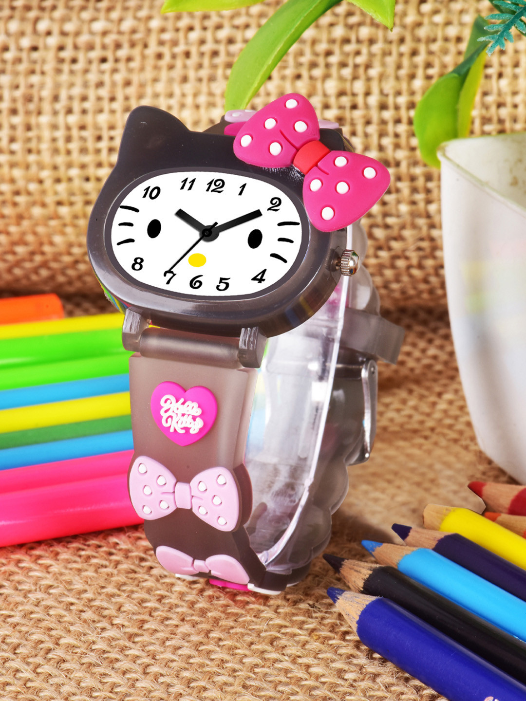 Shocknshop Girls Printed Dial & Straps Analogue Watch 339 Black Kitty