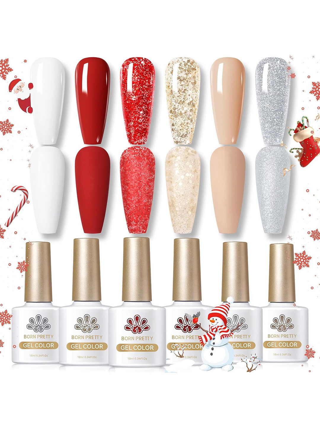 BORN PRETTY Set Of 6 All Shine On Me Christmas Snow Queen Gel Nail Polish - 10 ml Each