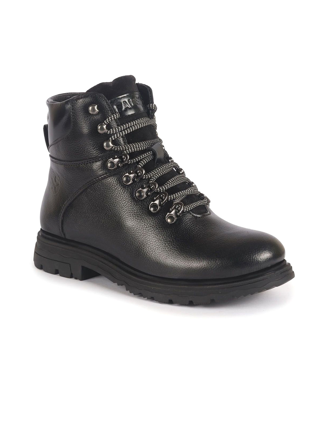 FAUSTO Men Textured Casual Chunky 5-Hook Lace Up Boots