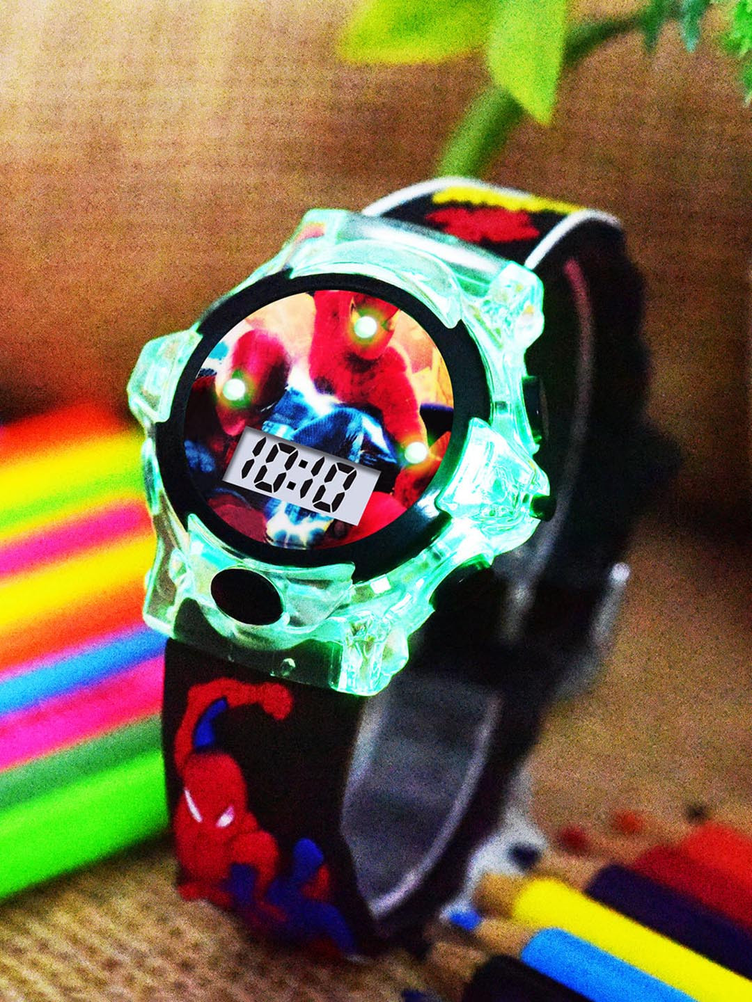Shocknshop Boys Printed Dial & Straps Digital Watch 340 Spiderman Black