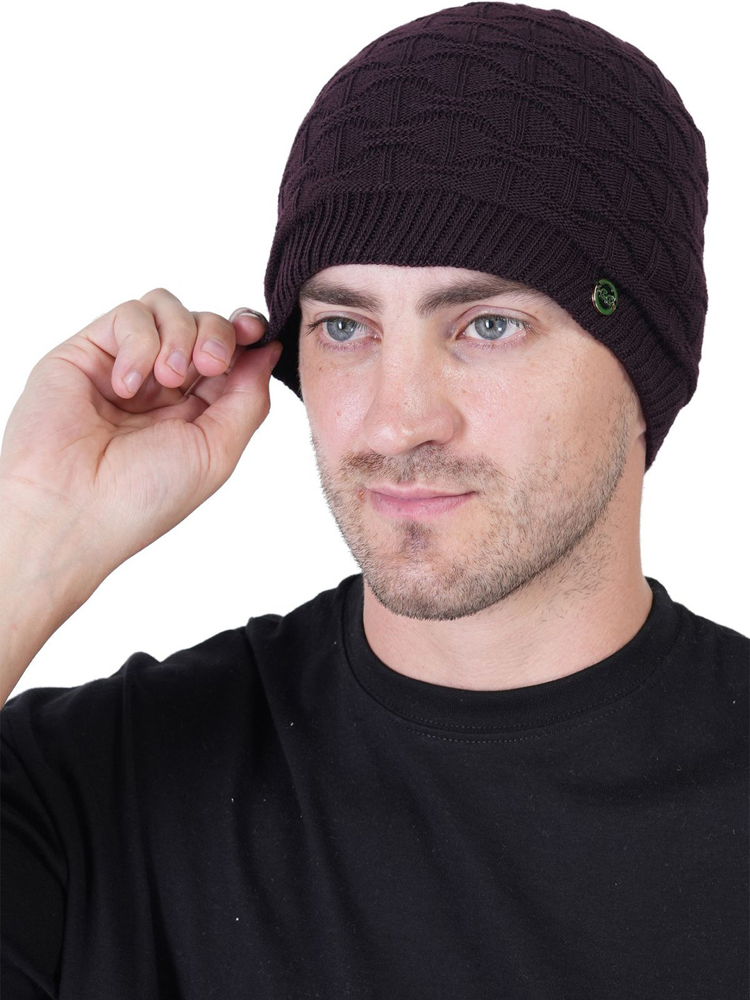 TEEMOODS Men's Wollen Brown Beanie Cap