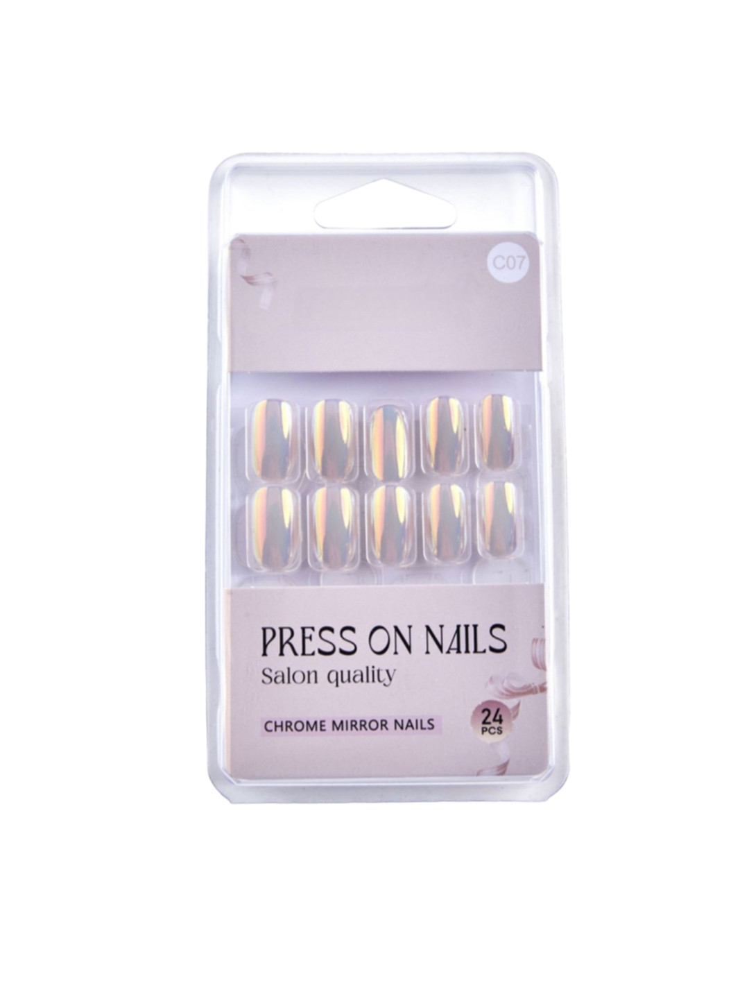 RANORE Chrome Mirror 24-Pcs Press-On Nails - C07 Cream