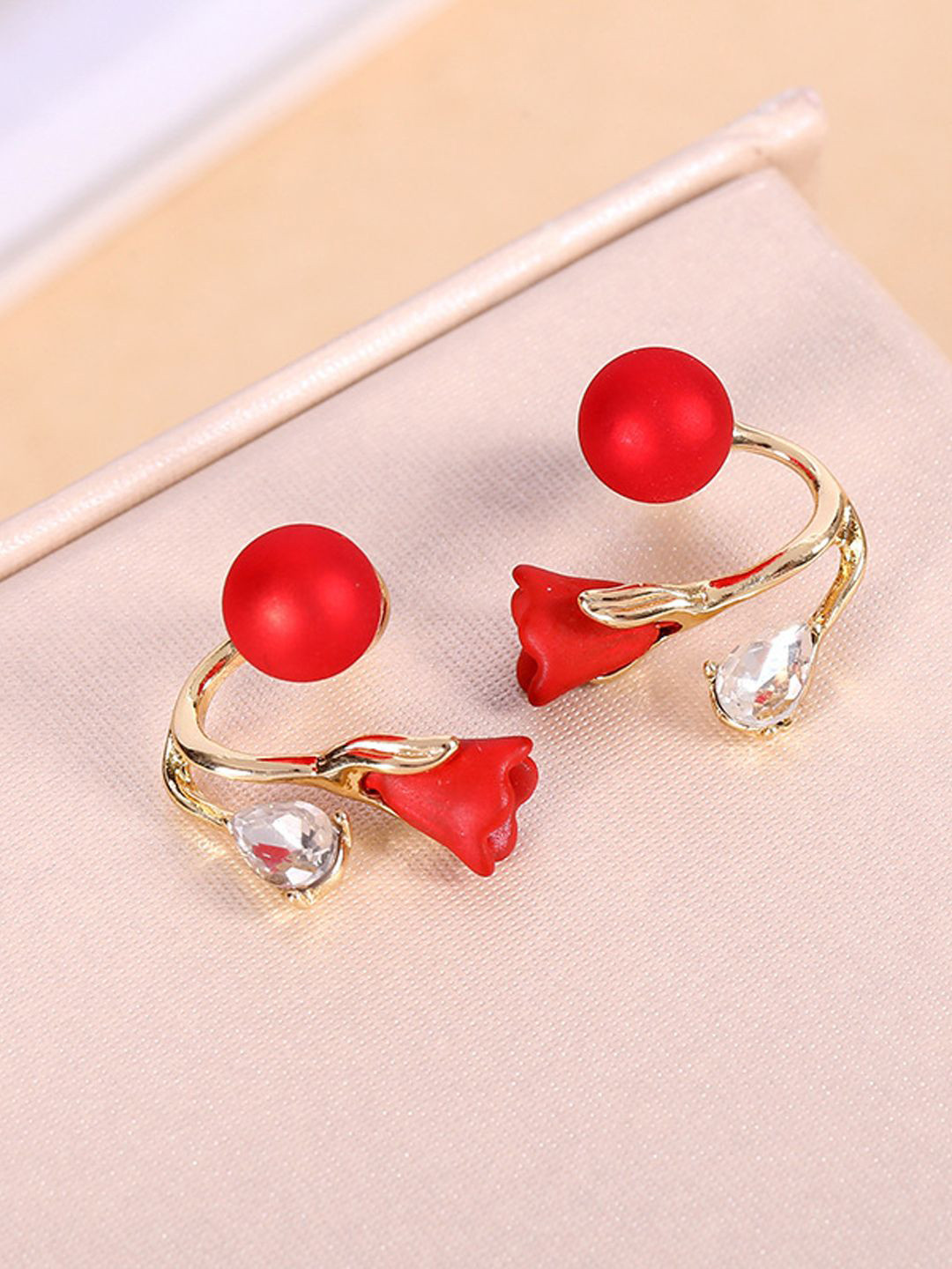 styledose Sterling Silver Flower Tulip Pearl & Stone Studded Studs