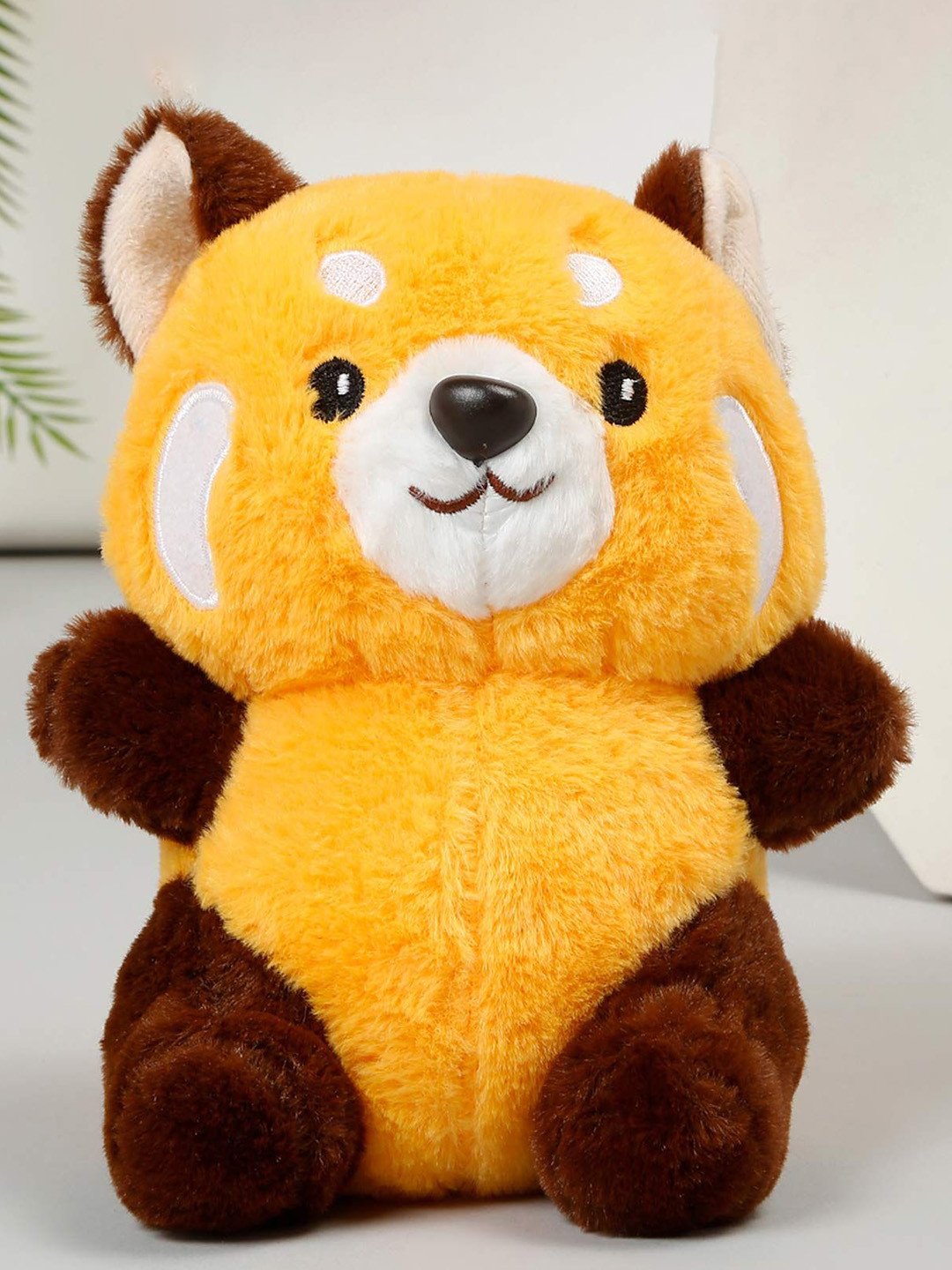 LITTLE GINNIE Kids Yellow & Brown Cotton Panda Soft Toy