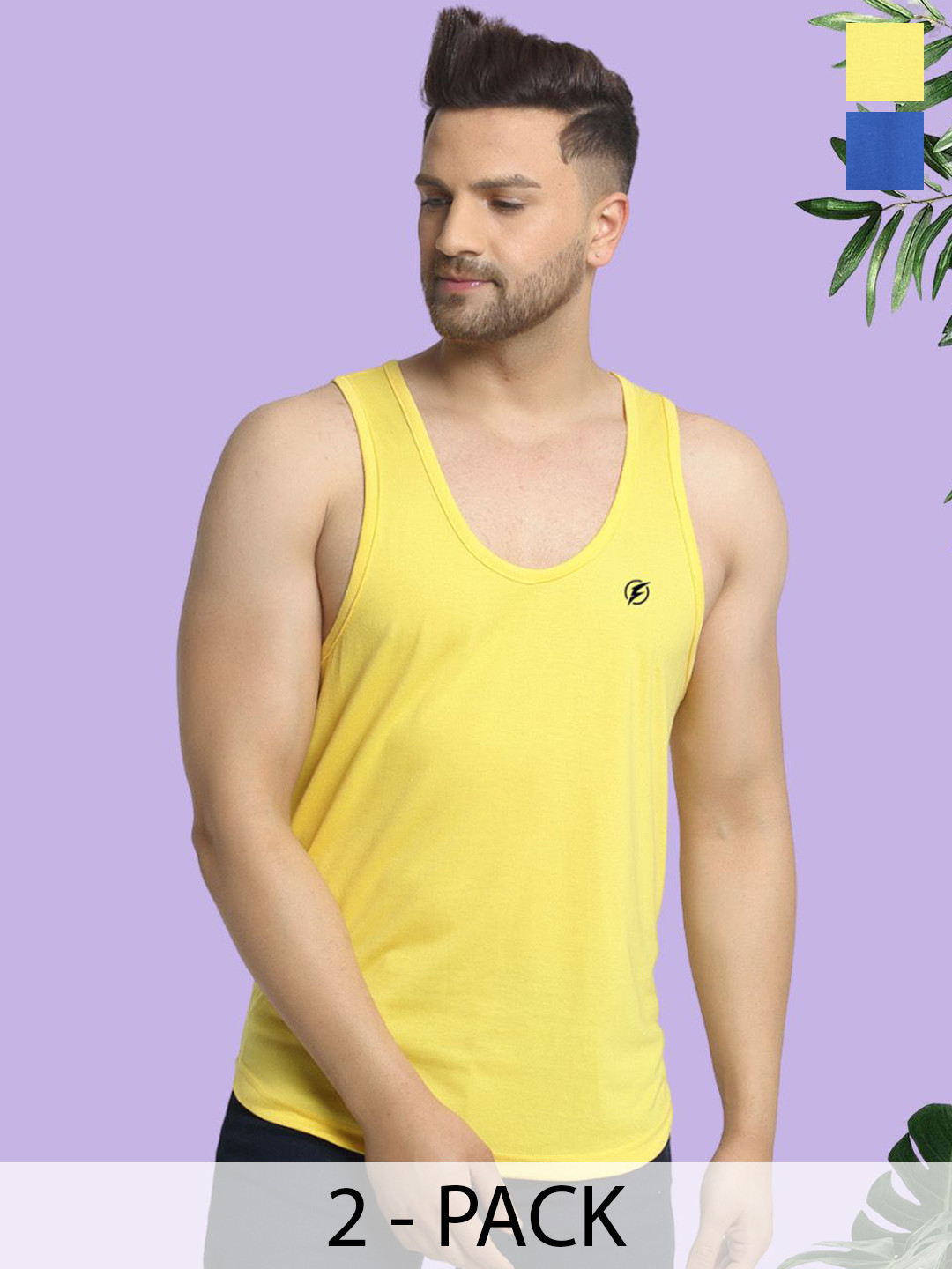 Friskers Men Pack Of 2  Cotton Anti-Bacterial Innerwear Vest