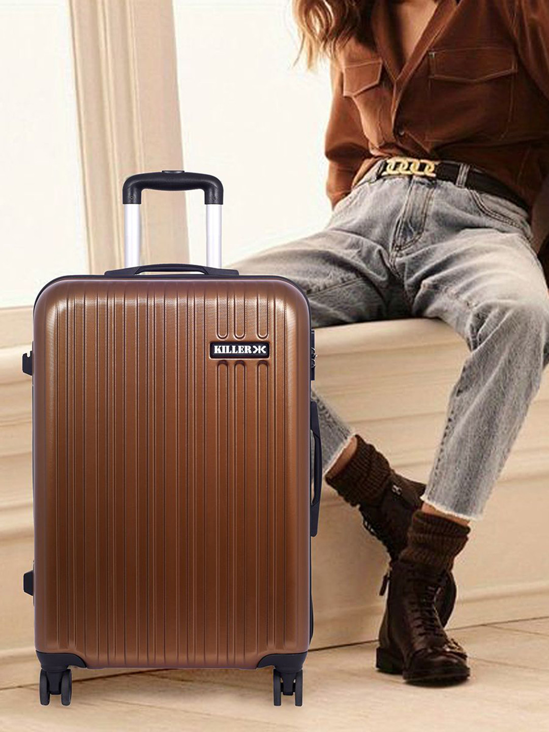 Killer Hard-Sided Large Non-Padded Back Trolley Bag