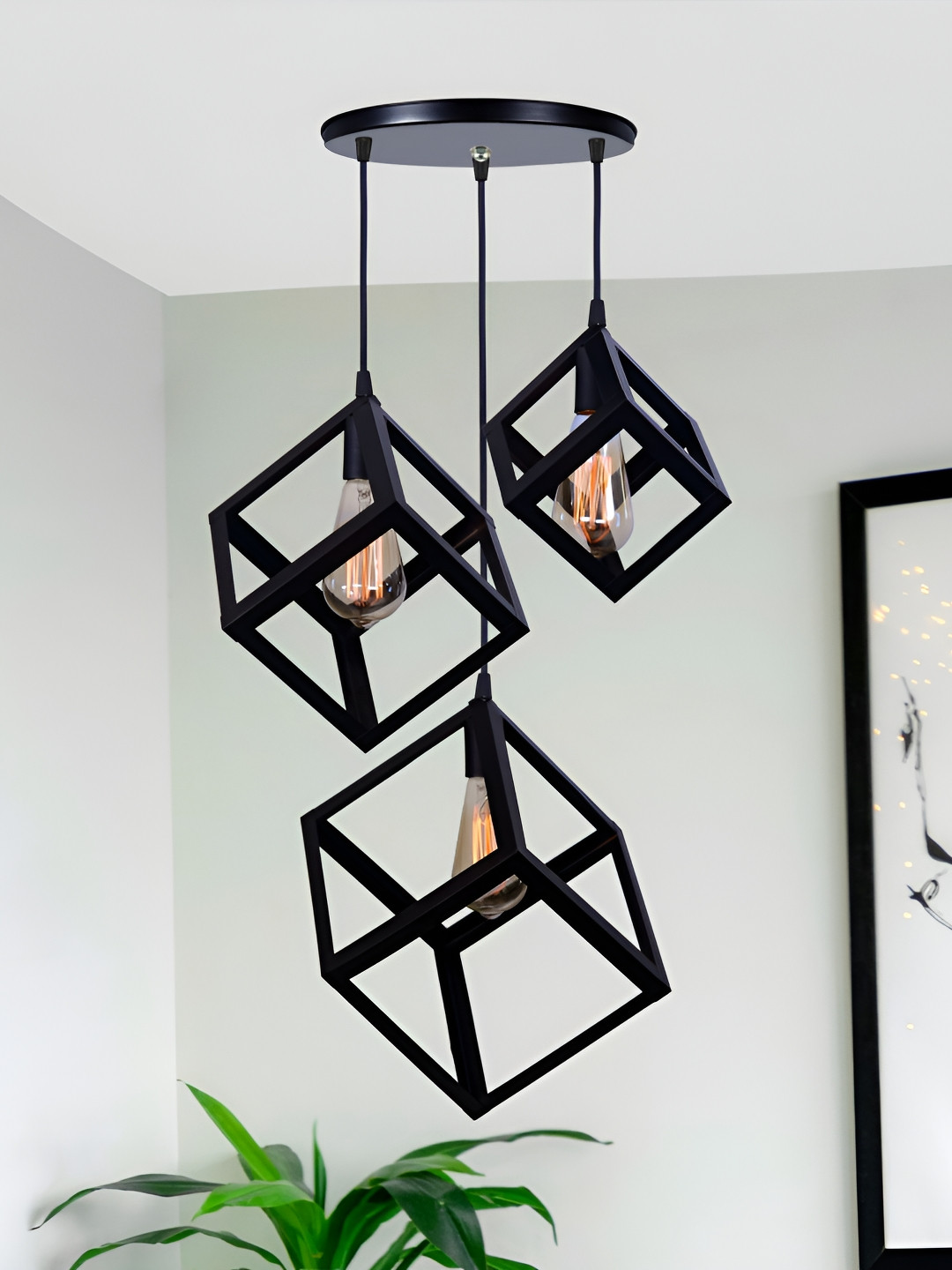 Homesake Black Contemporary 3-Light Cluster Pendant Ceiling Lamp