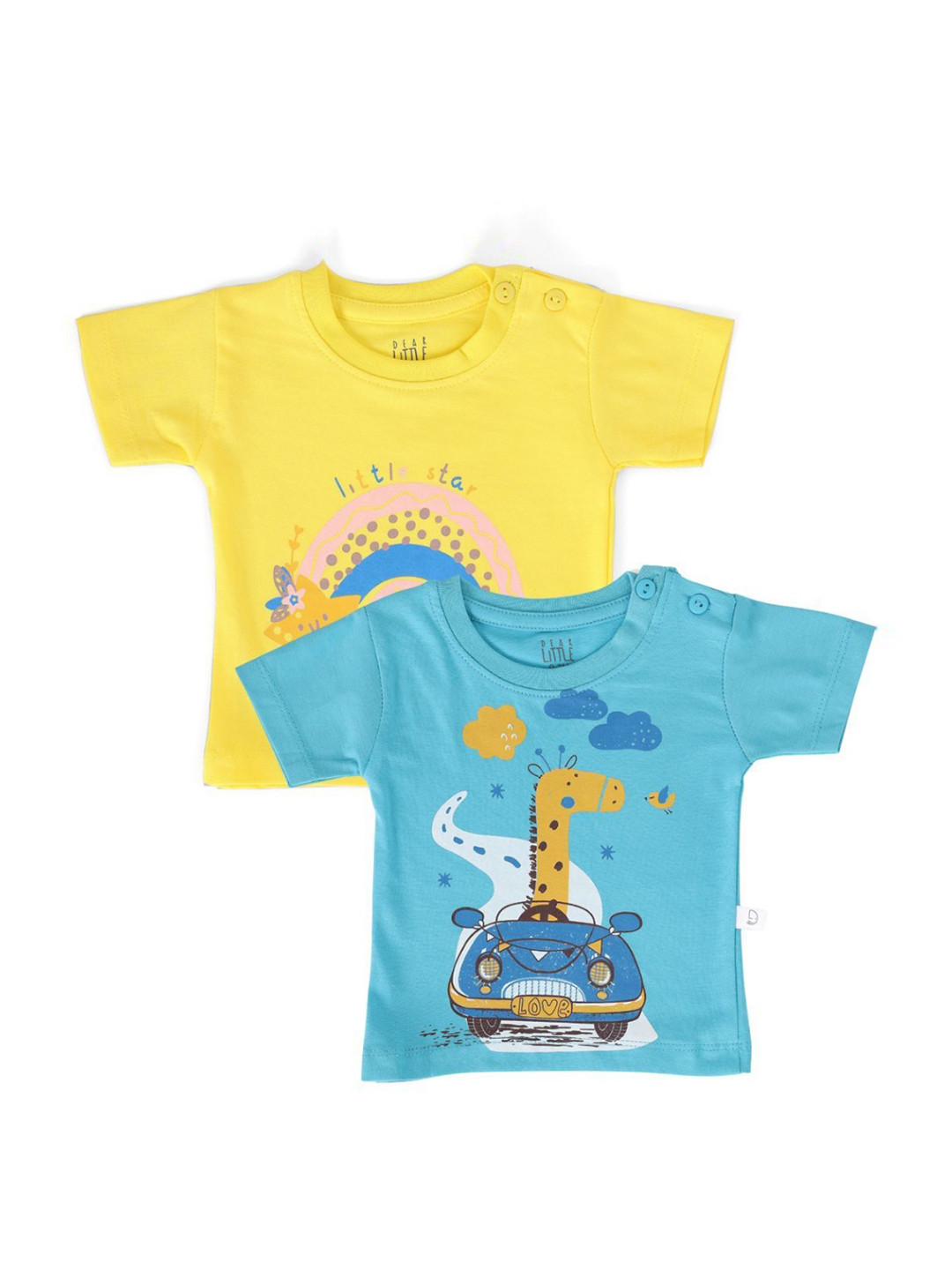 Dear Little Boys Pack Of 2 Graphic Printed Round Neck Cotton T-shirts