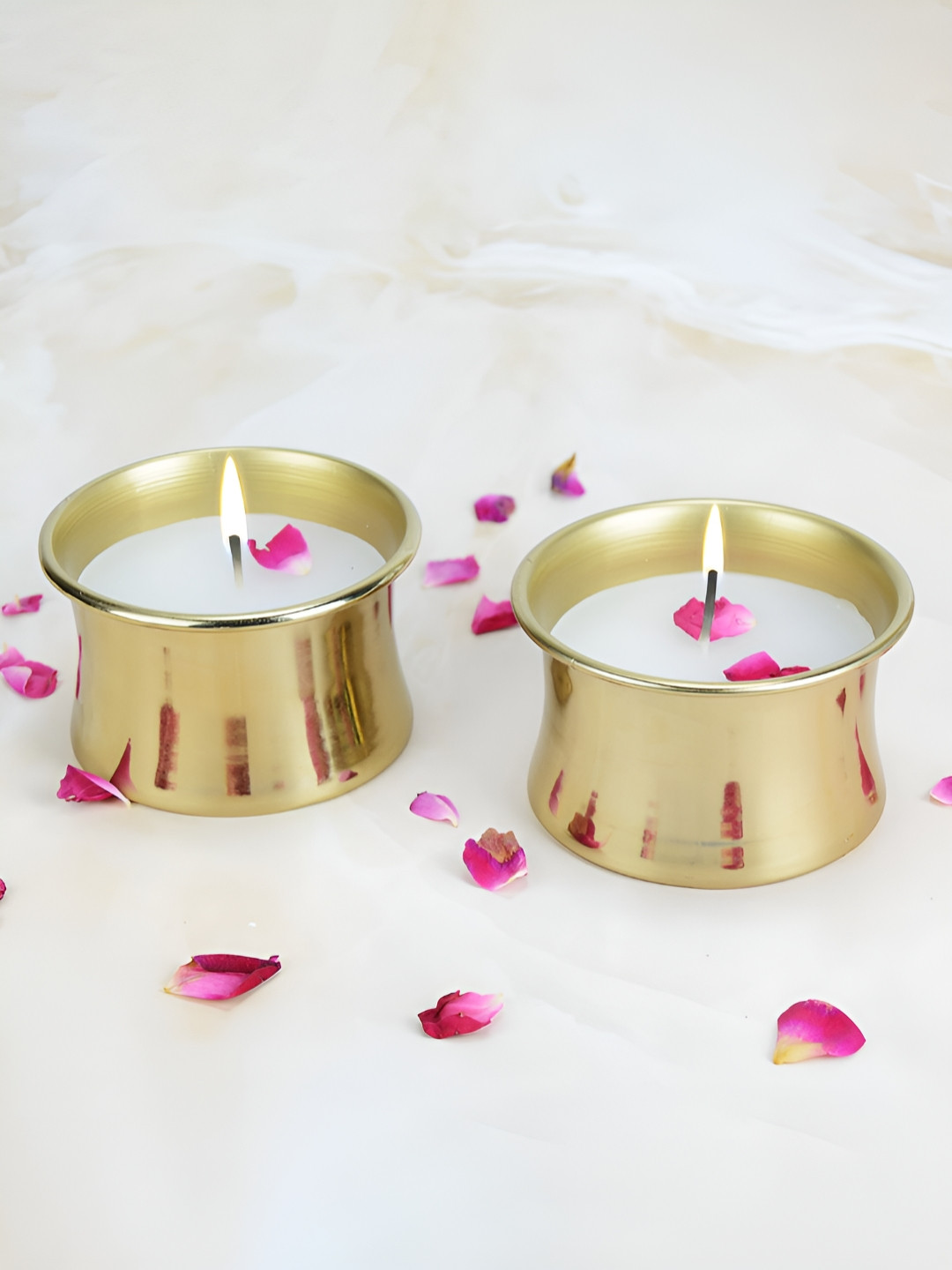 Maison Modern Gold Toned Cosmos Scented Metal 2Pcs Solid Geometric Regular Jar Candles