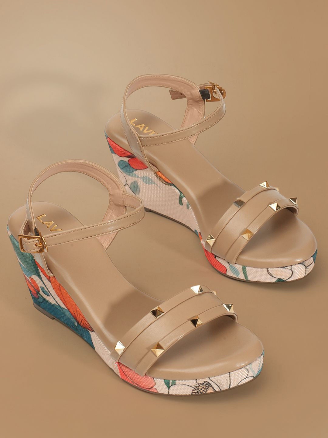 Lavie Kitten Pumps Beige Closed Back Round Toe Women Heels